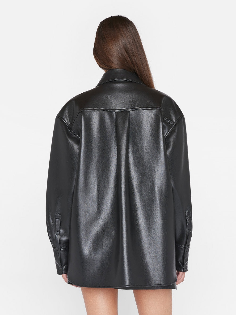 Recycled Leather Shirt Jacket in Noir - 9