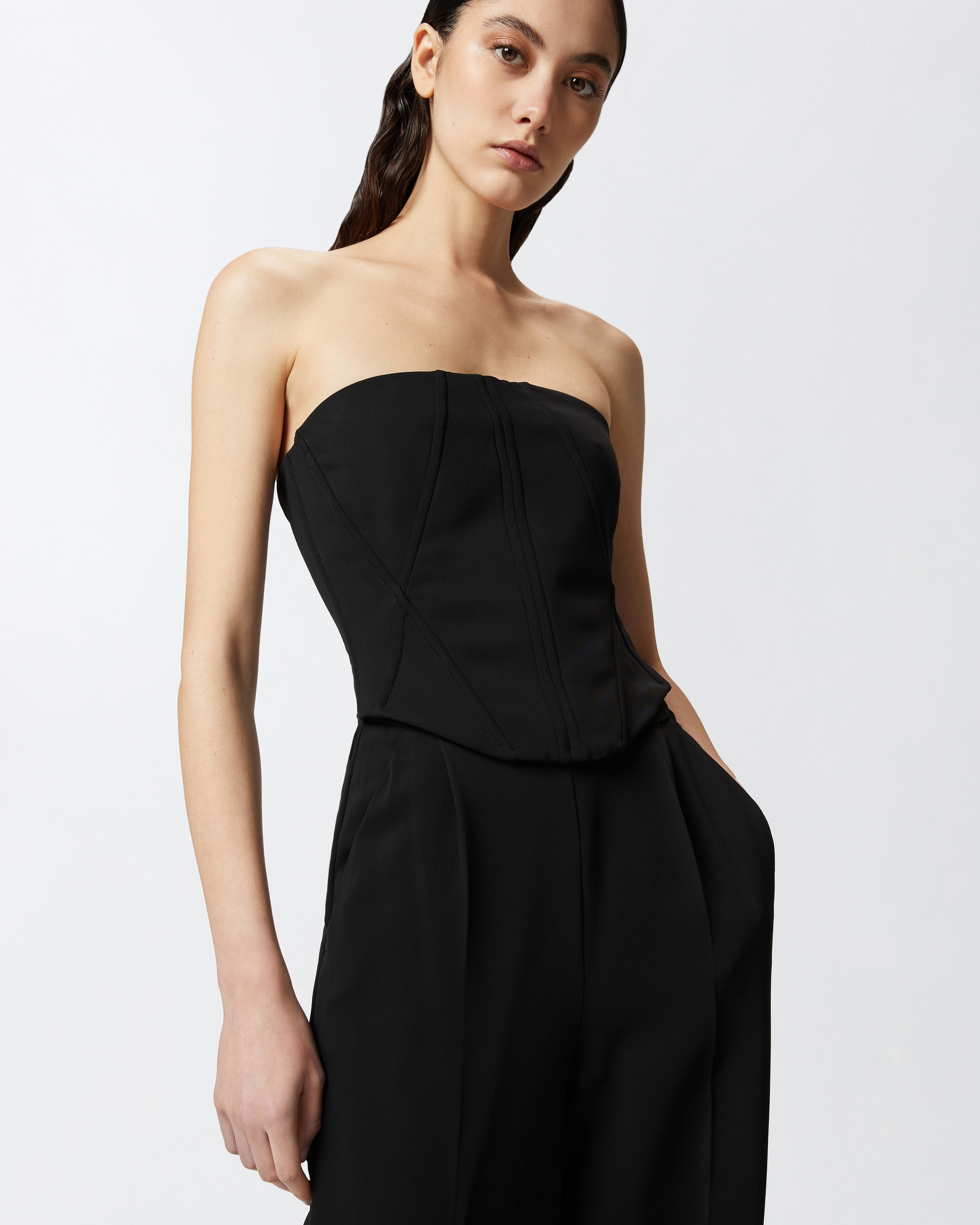 ELEGANT BUSTIER JUMPSUIT WITH WIDE-LEG TROUSERS - 5