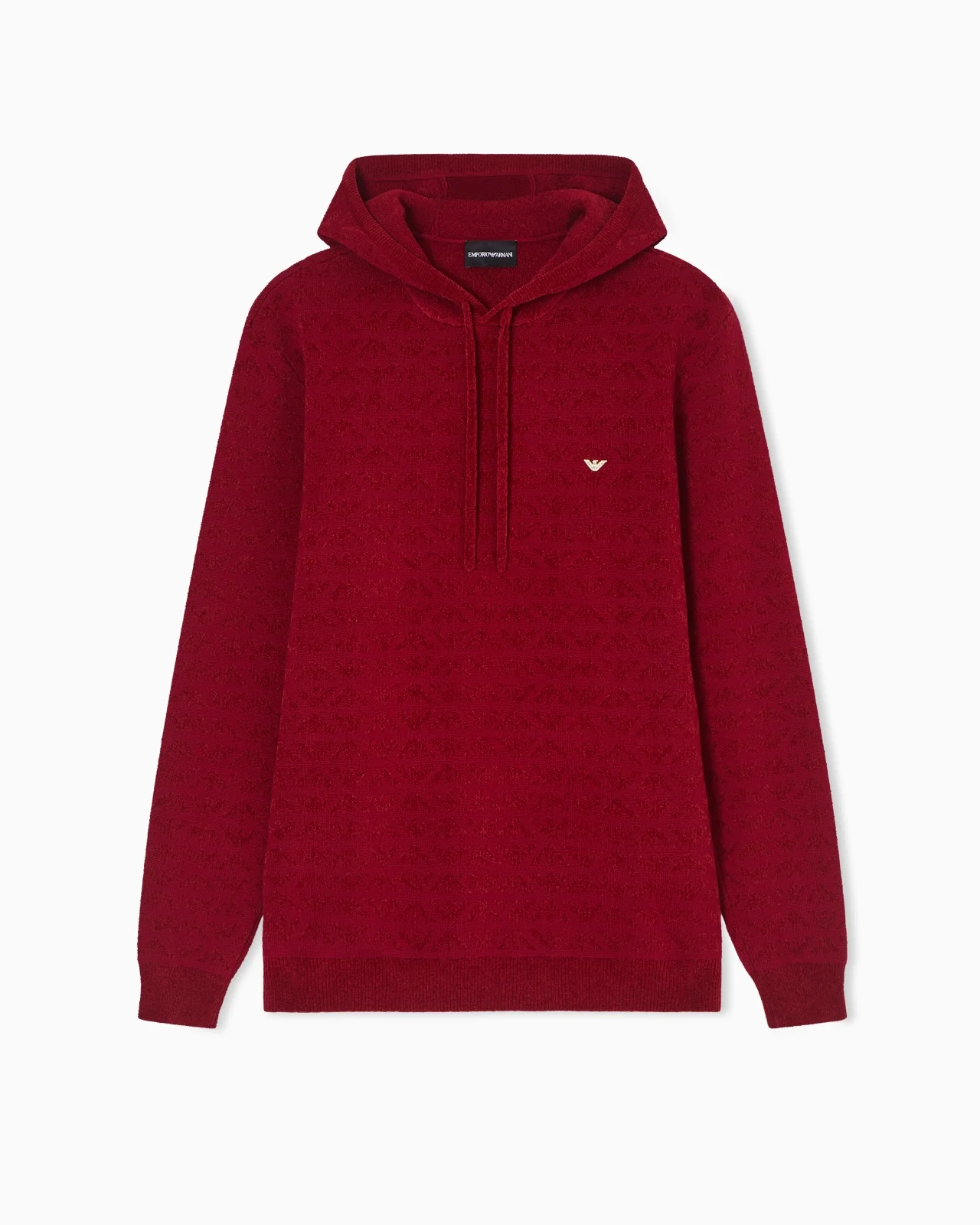 VIRGIN-WOOL BLEND HOODED JUMPER WITH ALL-OVER EAGLE - 1