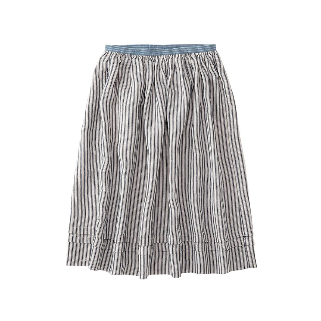 GATHERED SKIRT STRIPES IVORY - 1