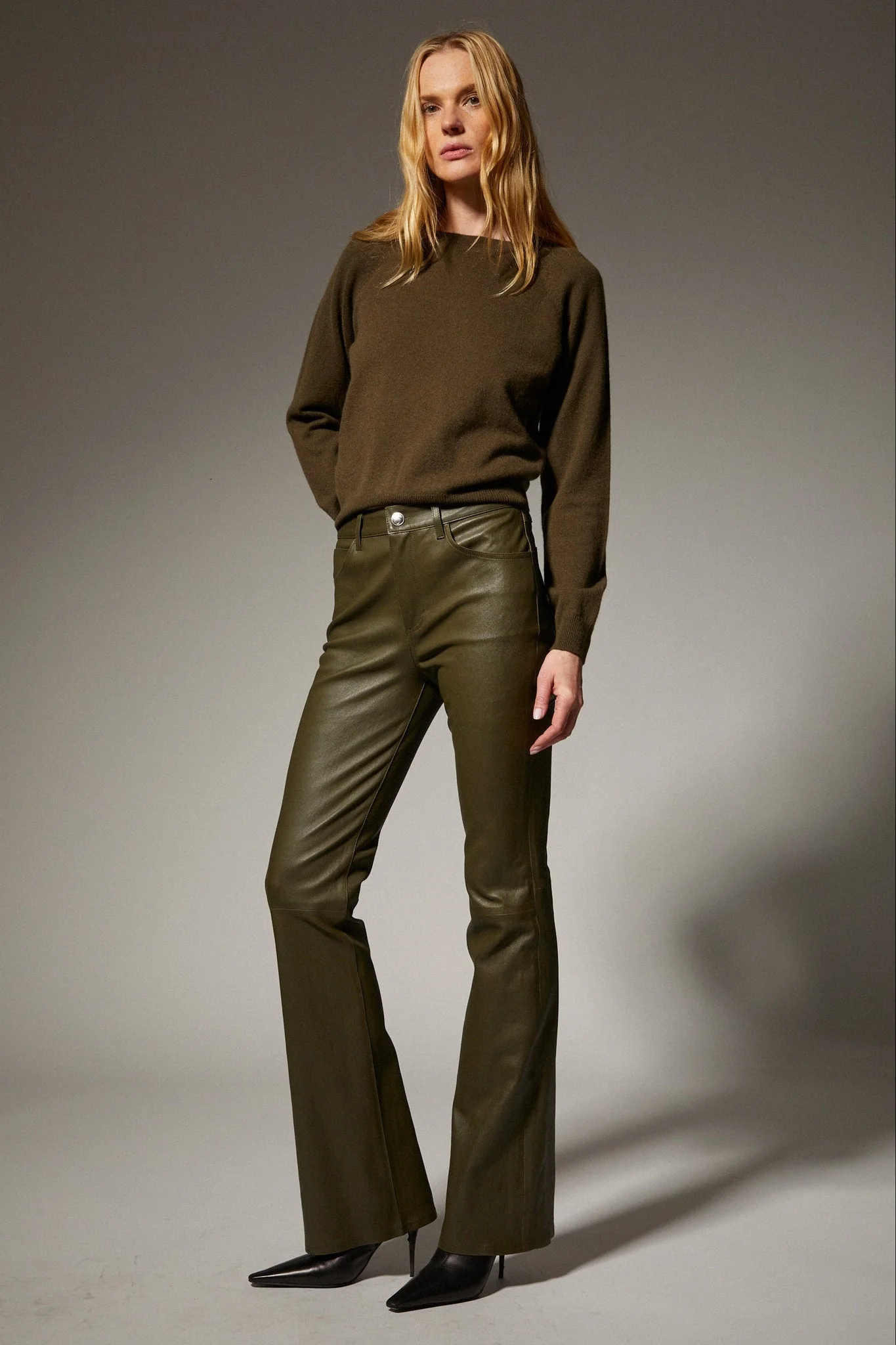 LEATHER 5 POCKET MICRO FLARE - 1