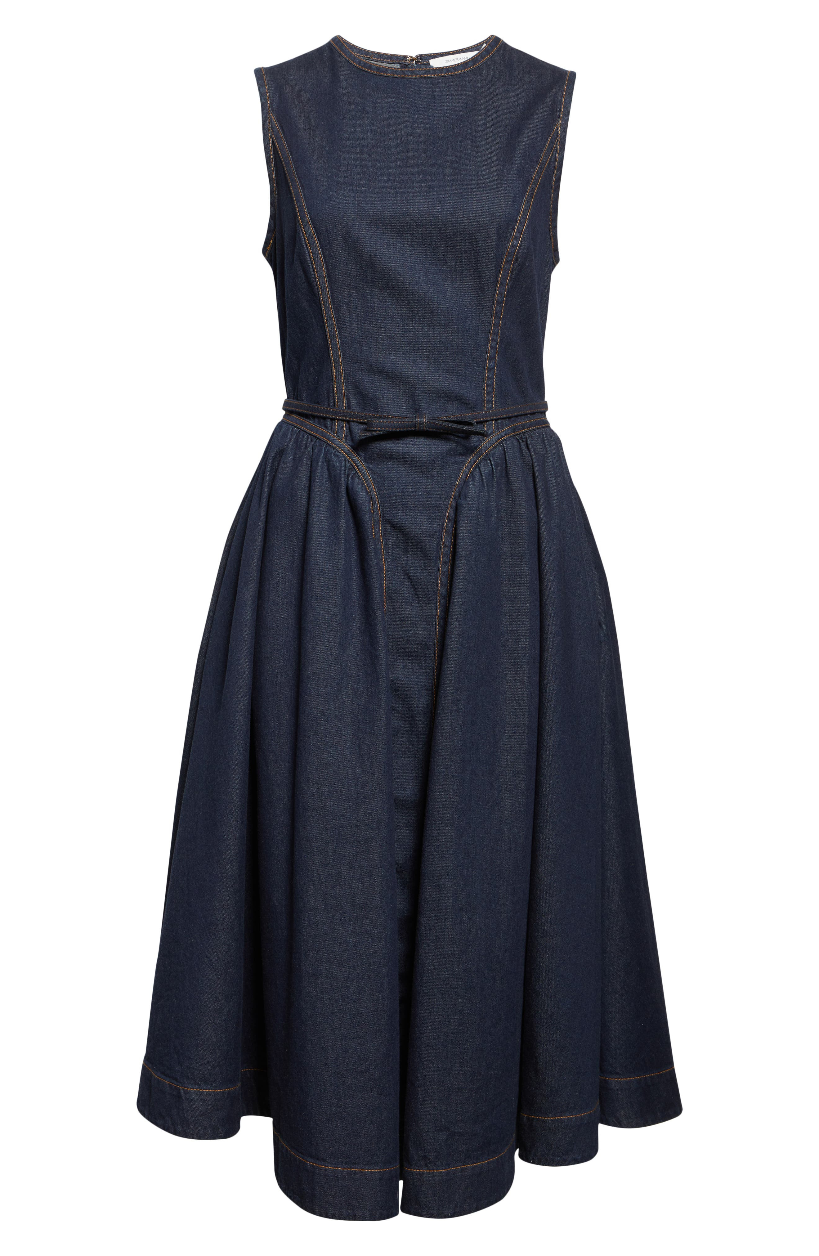 Zimmermann Belted Paneled Denim Midi Dress in Night Sky at Nordstrom - 5