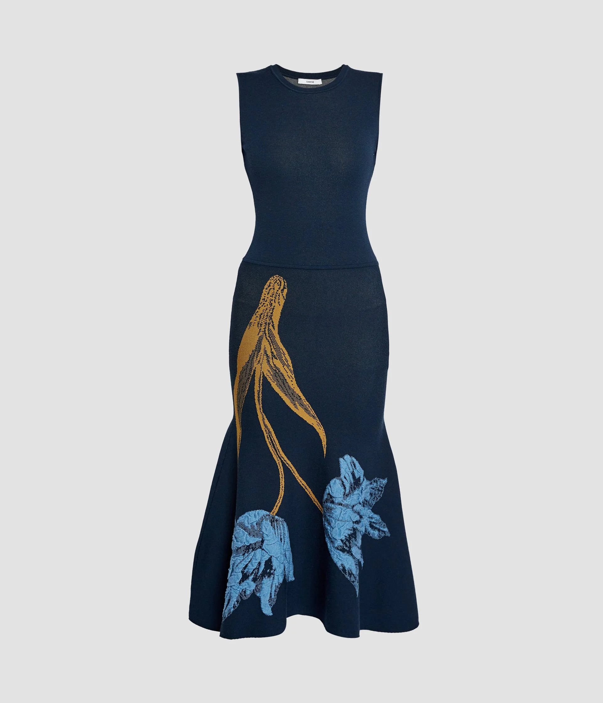 FLORAL JACQUARD SLEEVELESS KNIT DRESS - 1