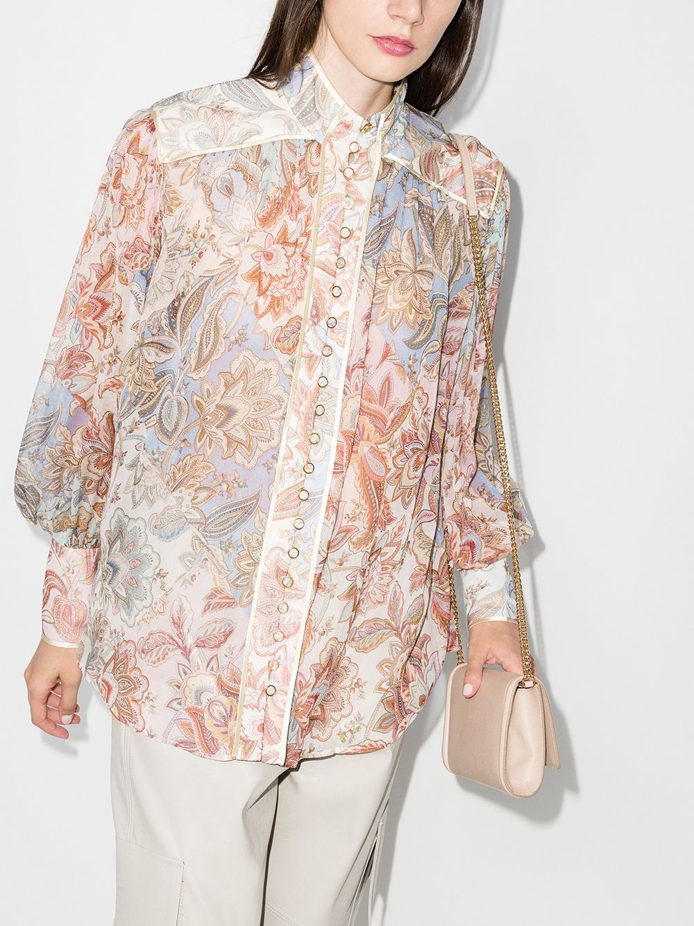 floral-print long-sleeve blouse - 2