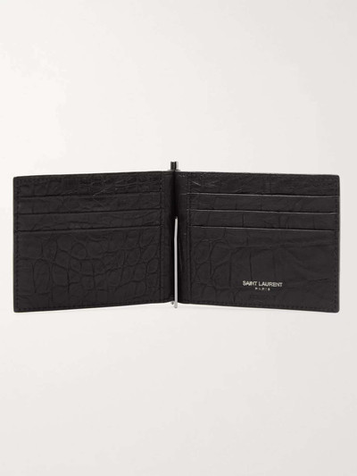 SAINT LAURENT Logo-Appliquéd Croc-Effect Leather Bifold Cardholder with Money Clip outlook