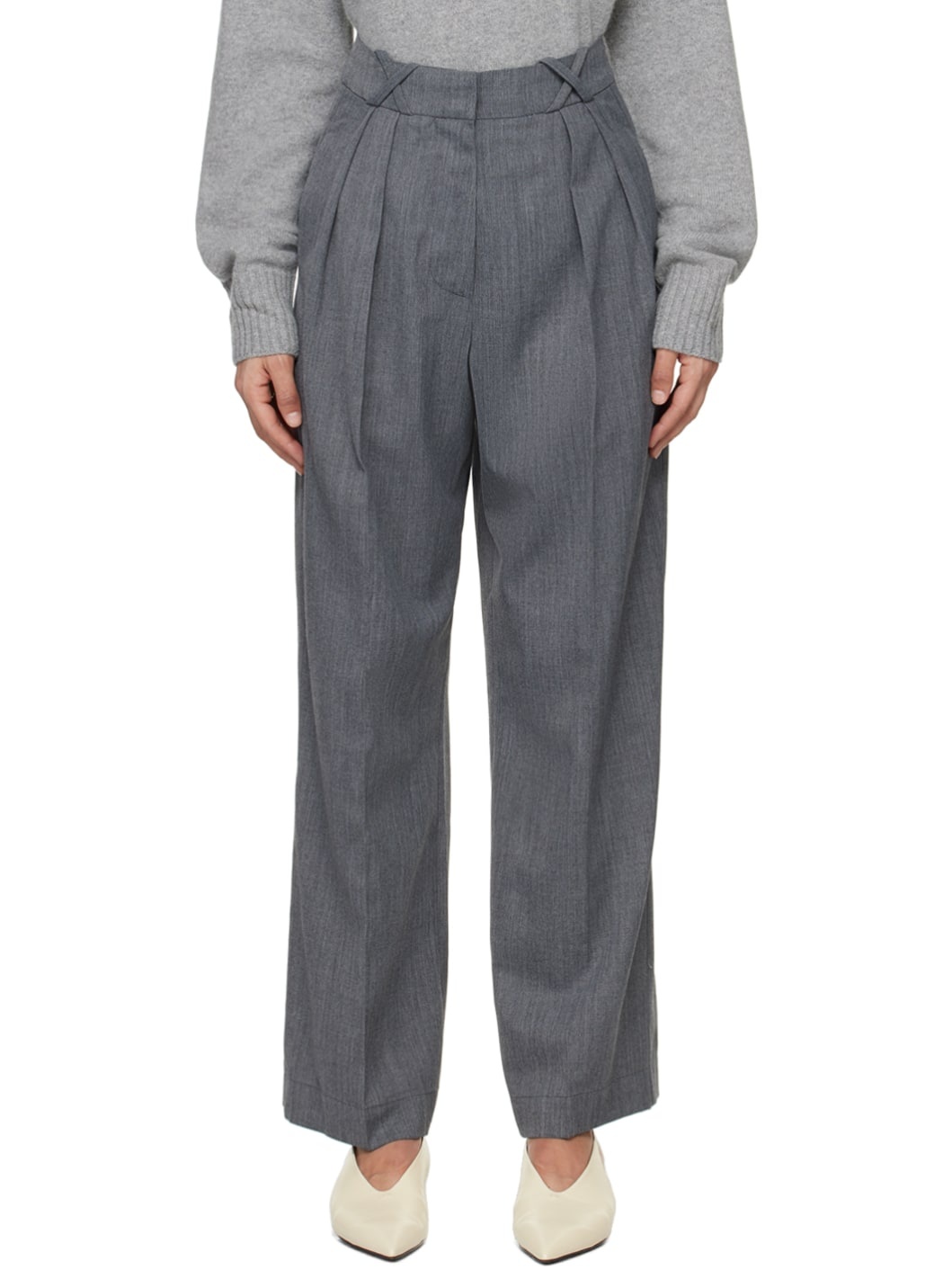 Gray Tailored Trousers - 1