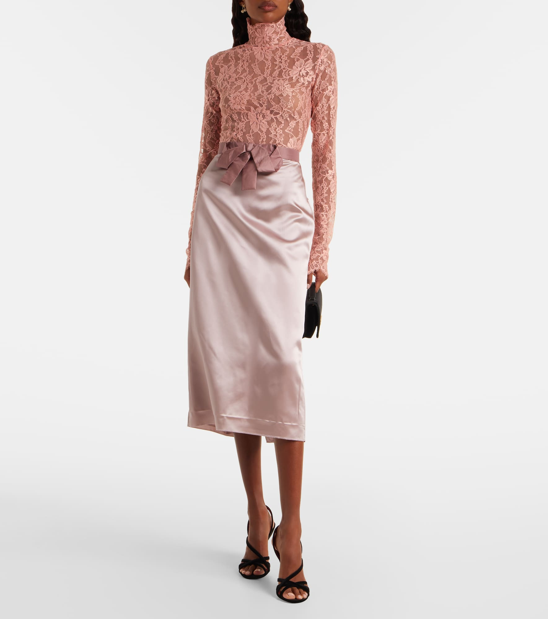 Bow-detail satin midi skirt - 2