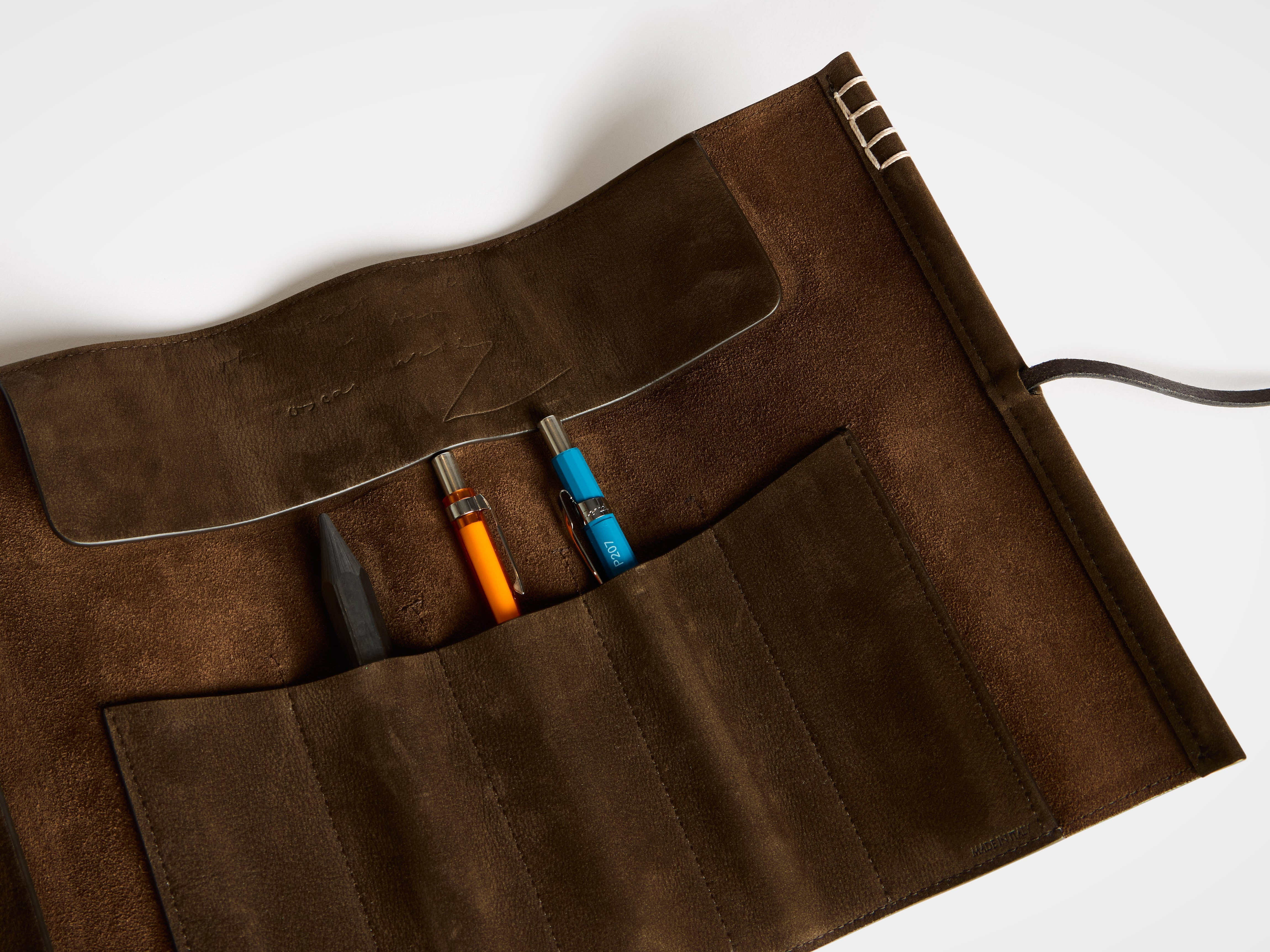 LEATHER PEN-ROLL CASE IN DARK BROWN - 3