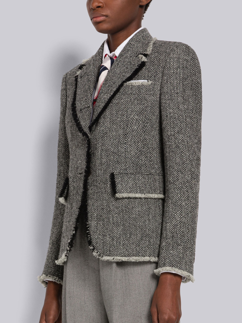 Thom Browne Herringbone Harris Tweed Frayed Back Tab Sport Coat outlook