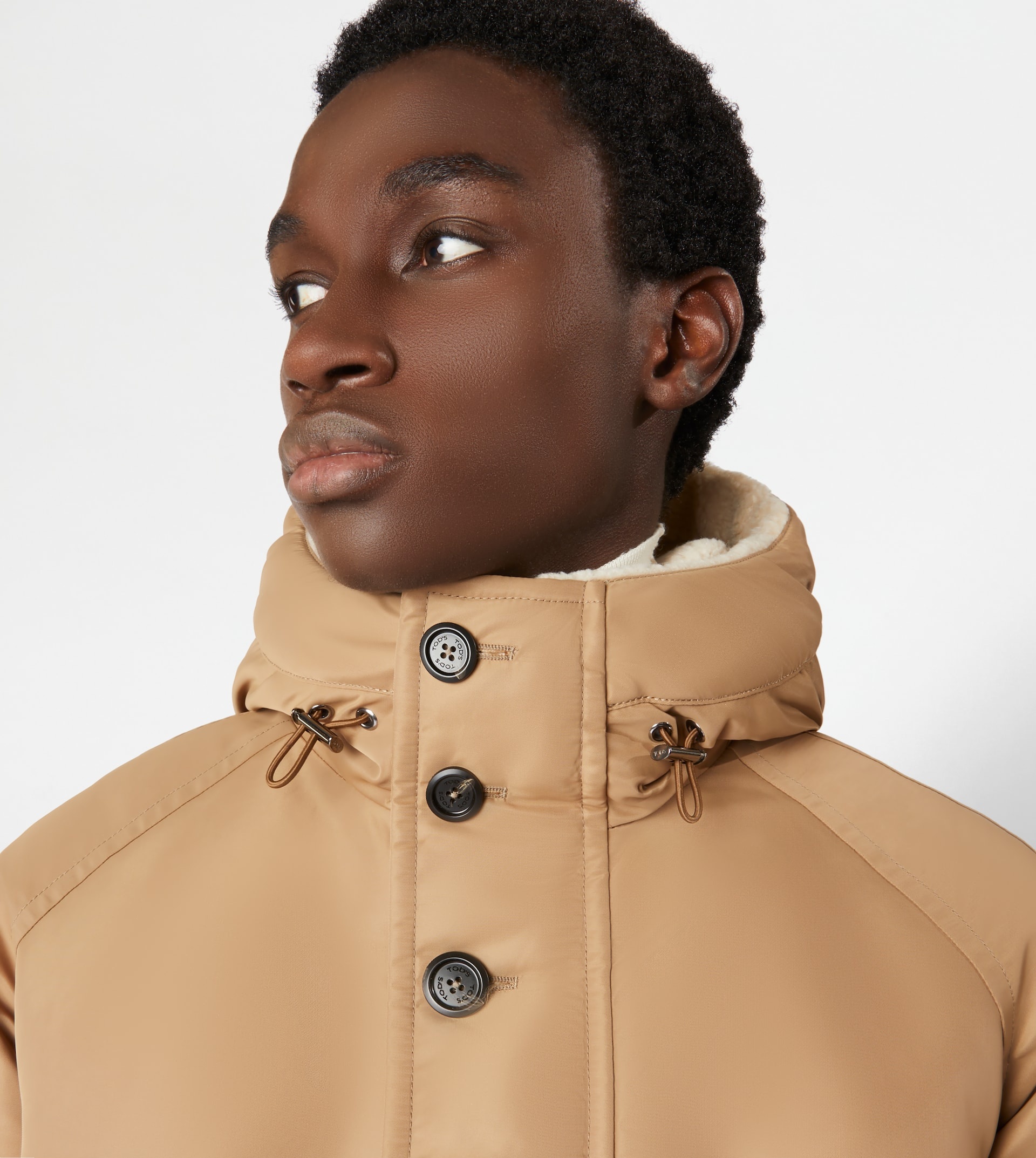 HOODED DOWN JACKET - BEIGE - 4