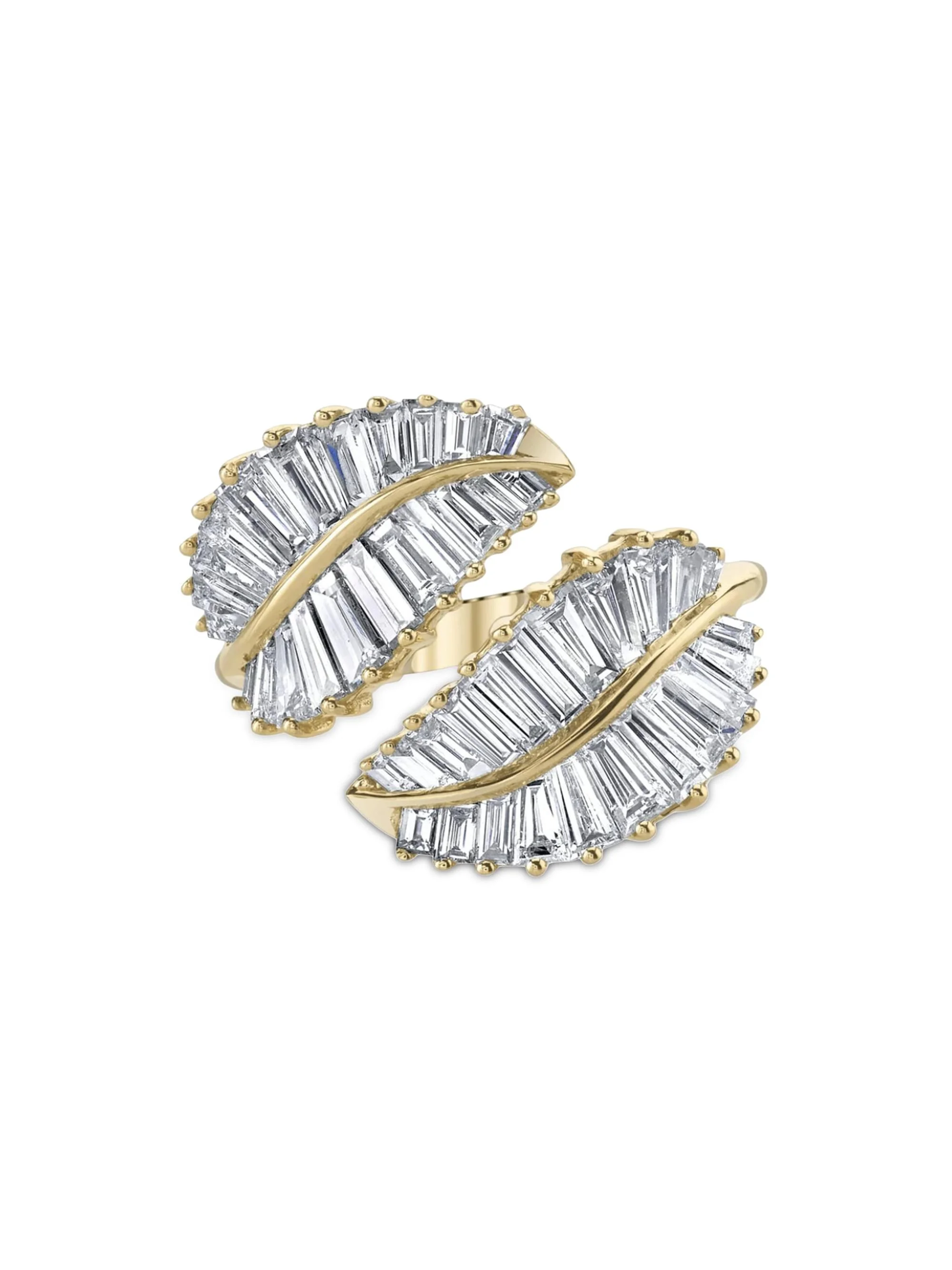 Women's Classic Palm Leaf 18K Yellow Gold & Diamond Cuff Ring - Yellow Gold - 1
