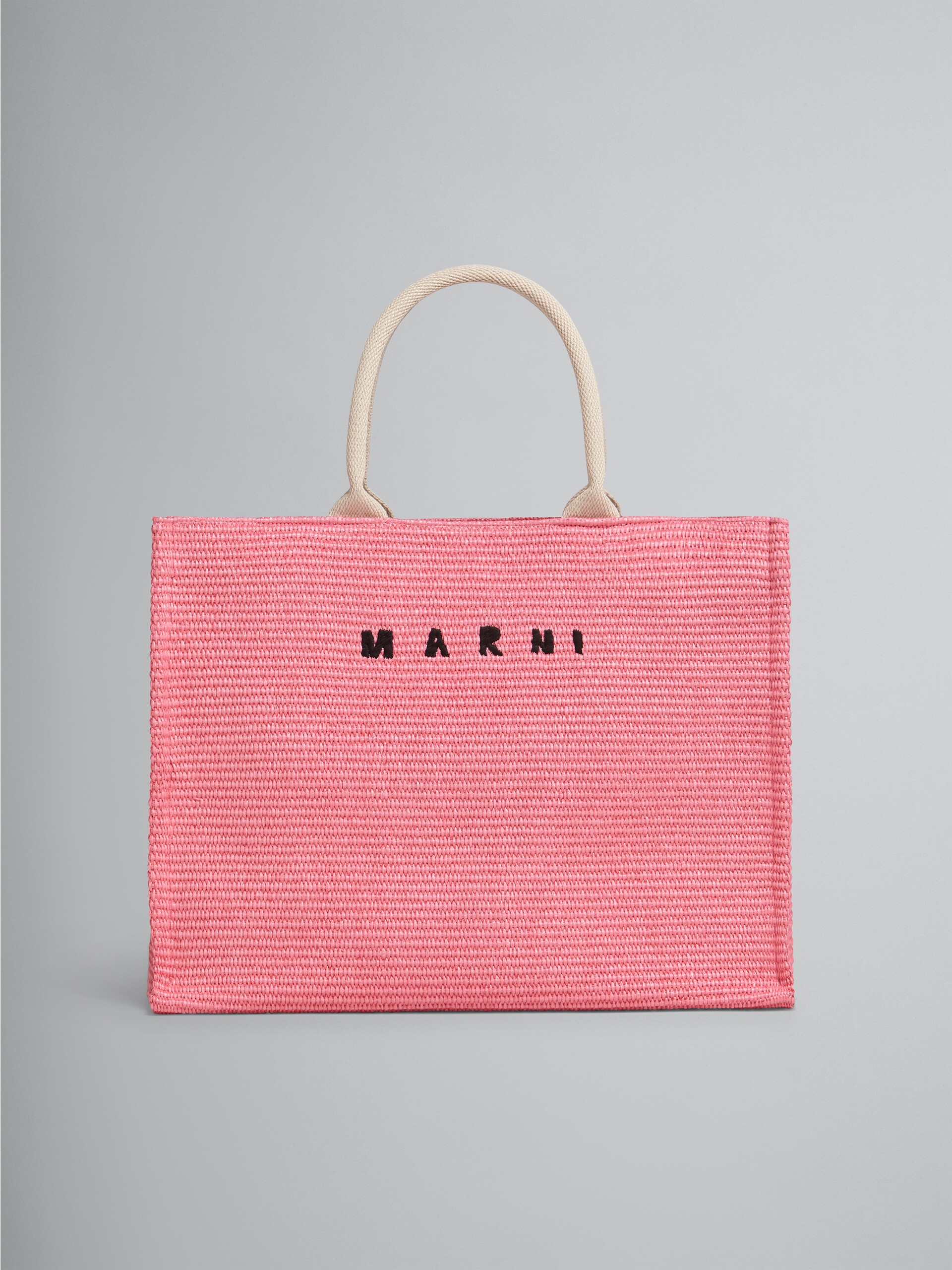 LARGE PINK RAFFIA TOTE BAG - 1