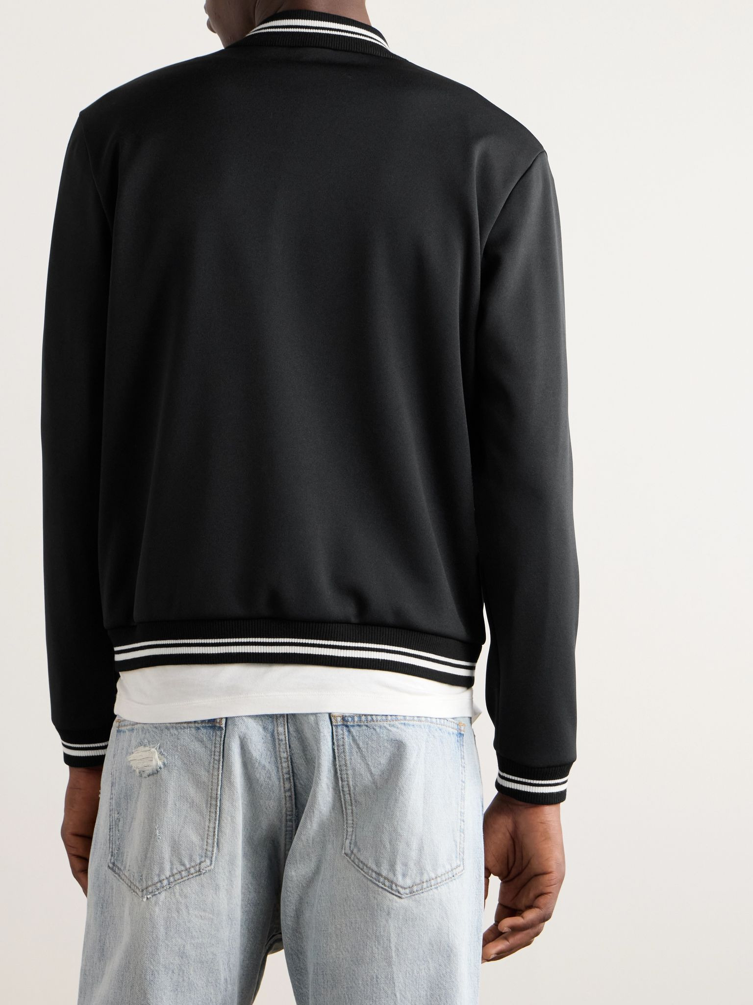 Teddy Slim-Fit Logo-Embroidered Jersey Jacket Black - 3