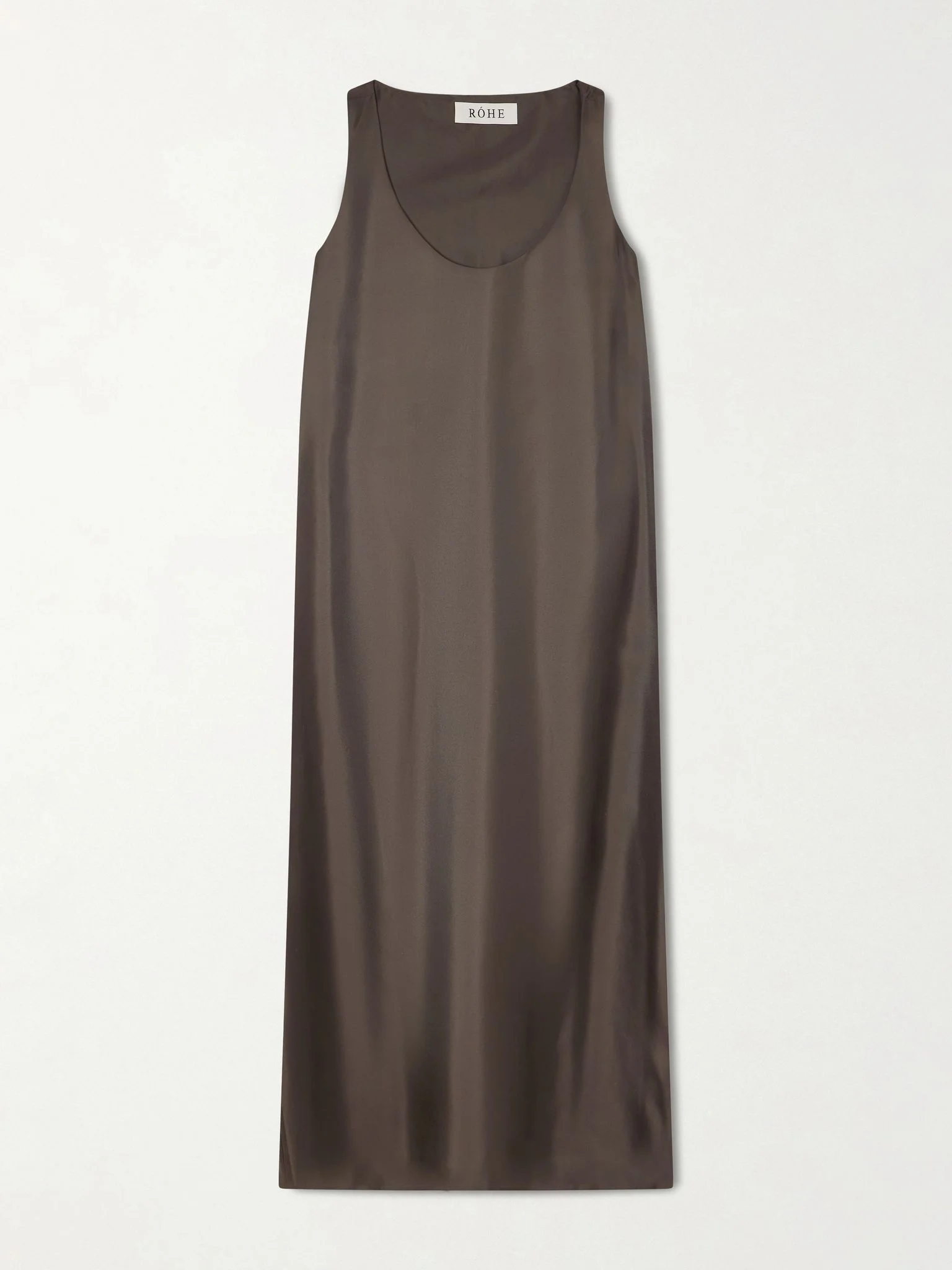 Silk-satin midi dress Brown - 1