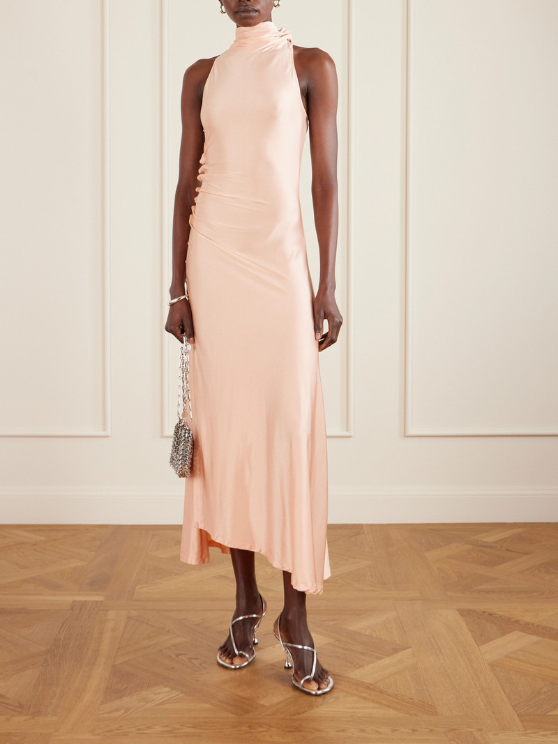 rabanne Embellished Gathered Satin Midi Dress outlook