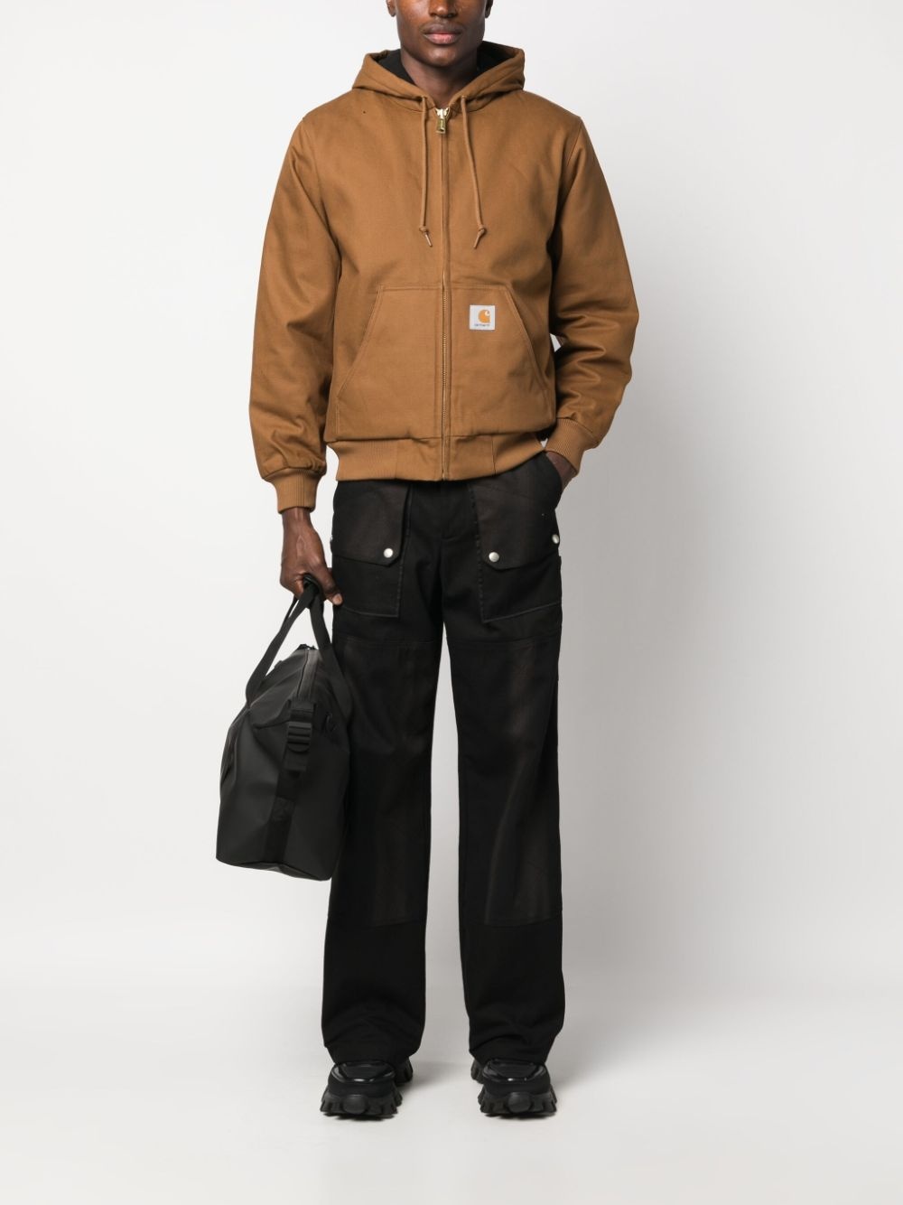 logo-patch cotton hooded jacket - 2