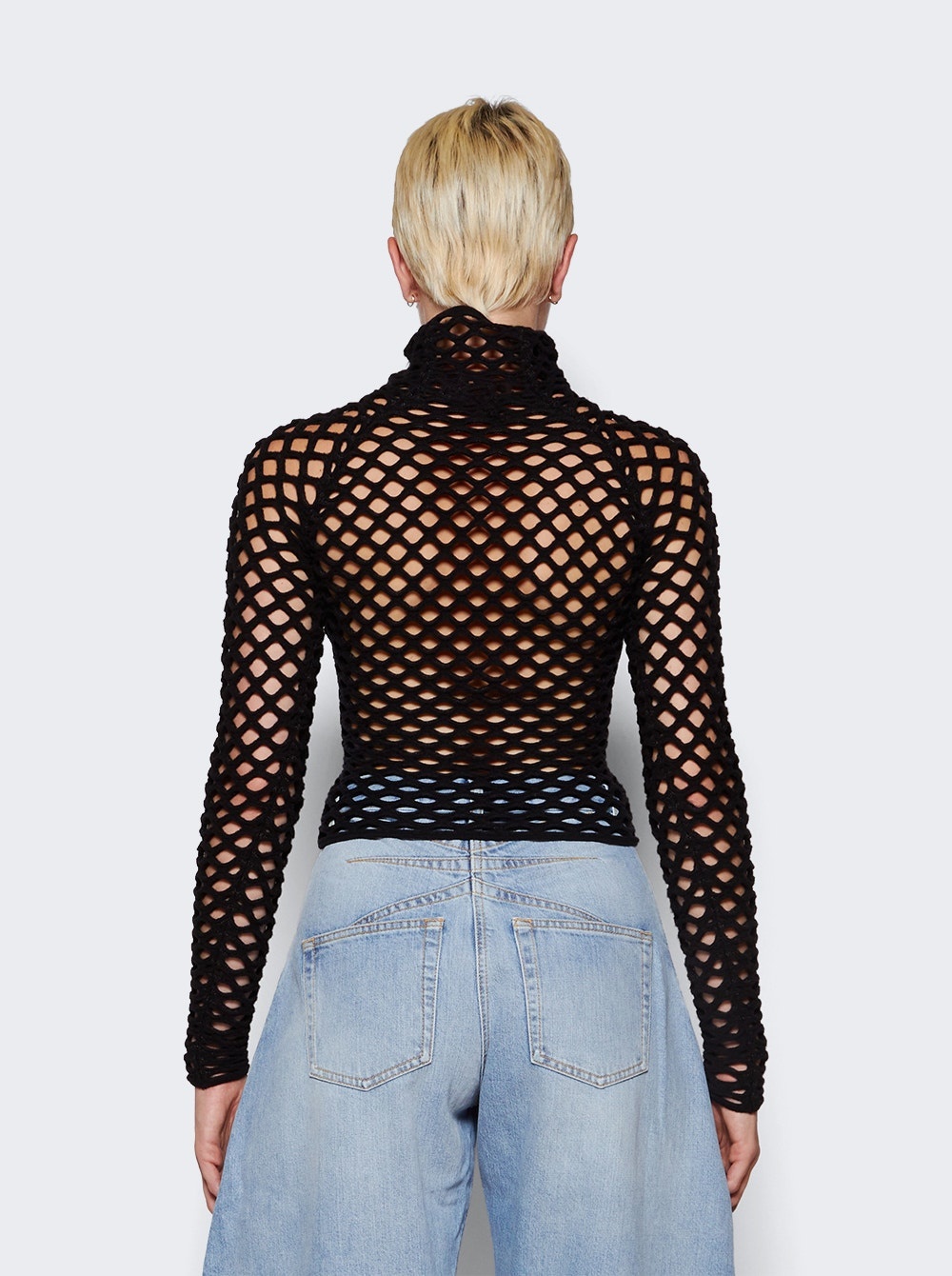 Cage High Neck Knitted Top Black - 5