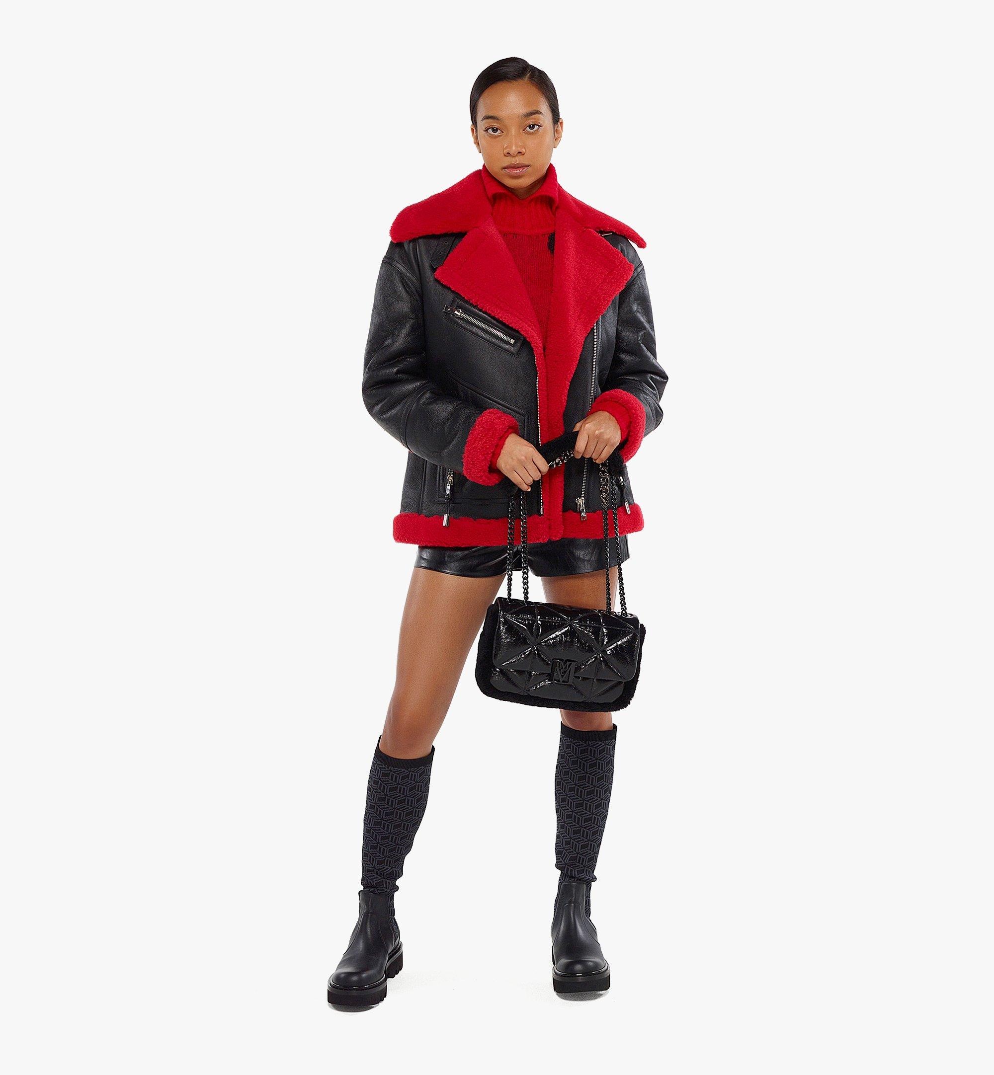Travia Shearling Shoulder Bag in Cloud Quilted Leather - 7
