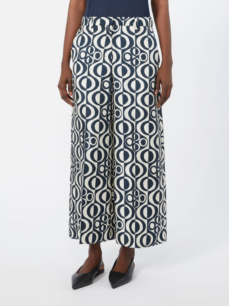 CANZONE Printed silk twill trousers - ULTRAMARINE 3