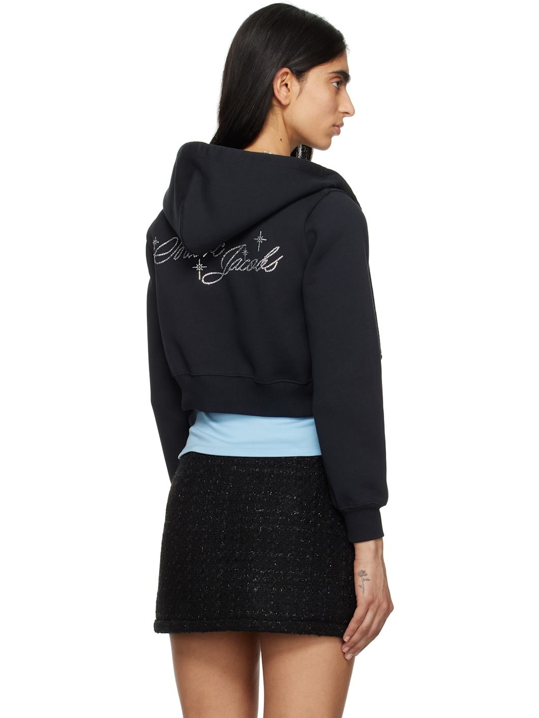 Black Charm Cropped Hoodie - 3
