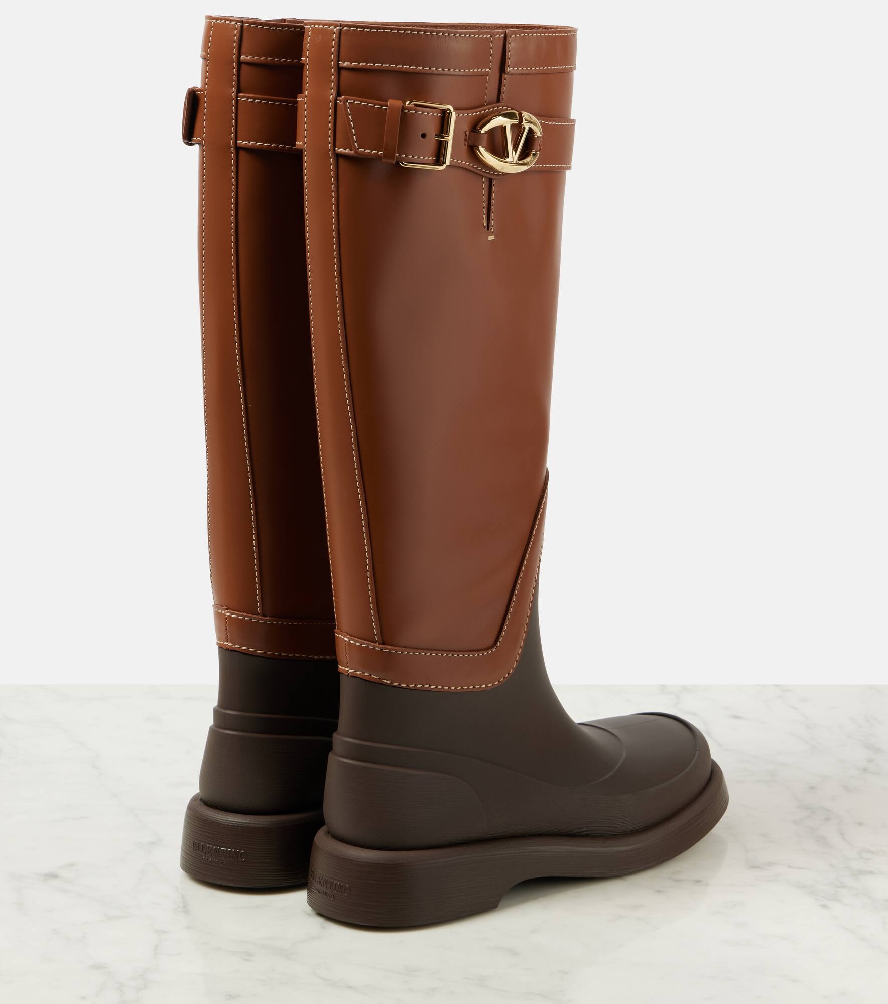 VLogo Bold leather knee-high boots - 3