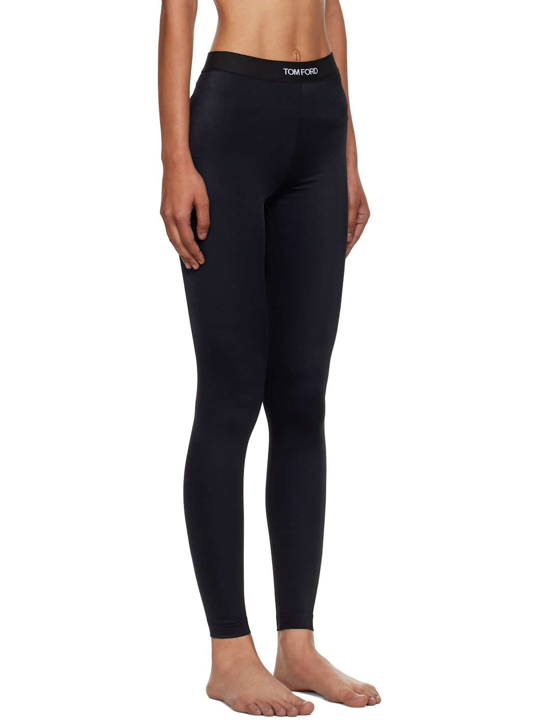 Black Lustrous Jersey Signature Leggings - 2