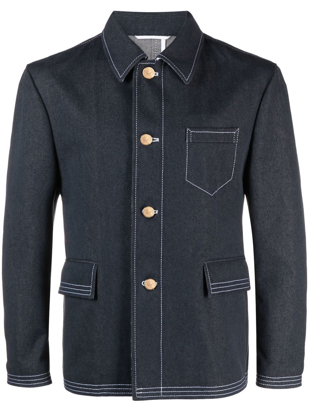 contrast-stitch denim jacket - 1
