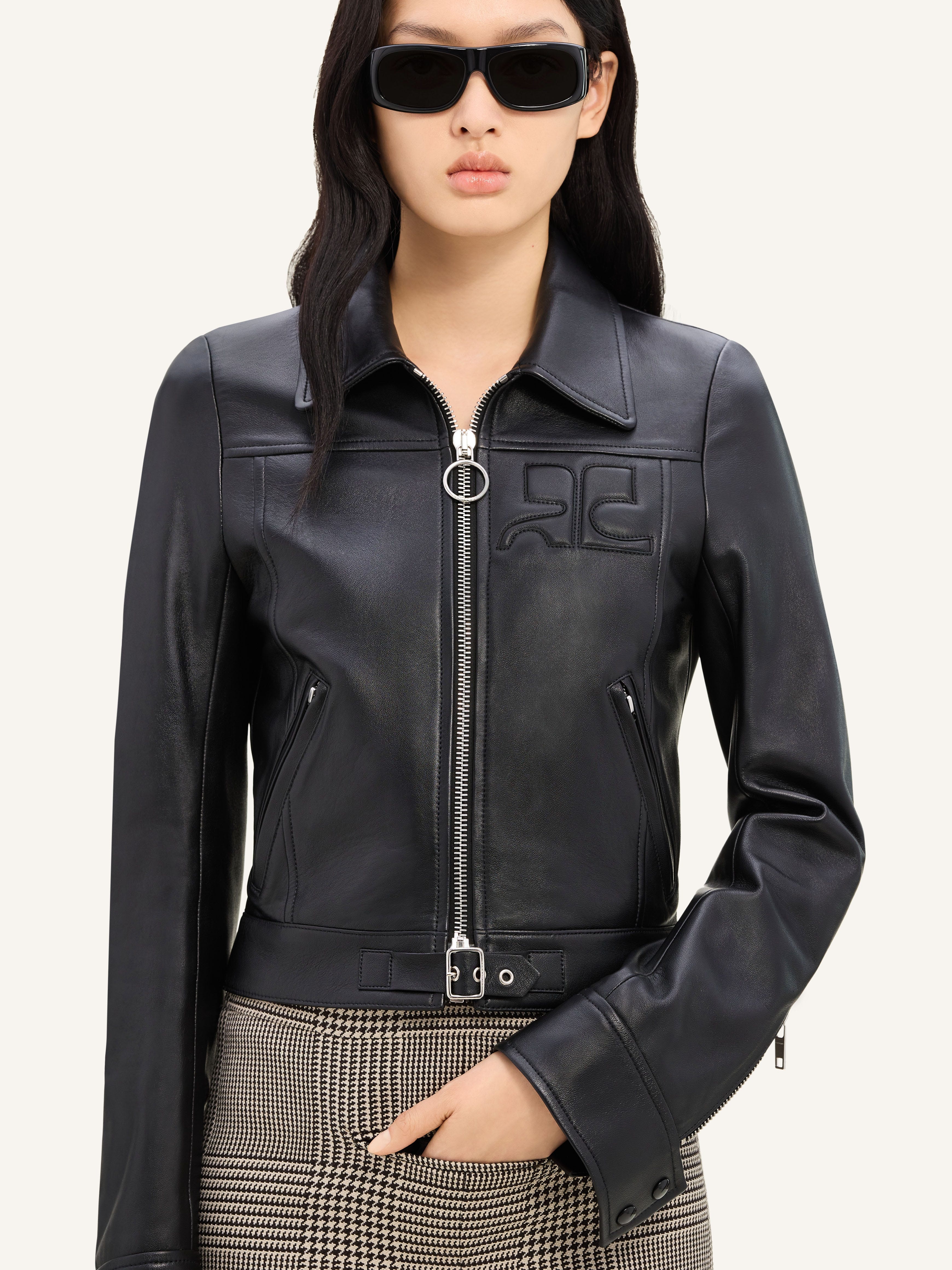 ZIPPED ICONIC LEATHER JACKET - 5