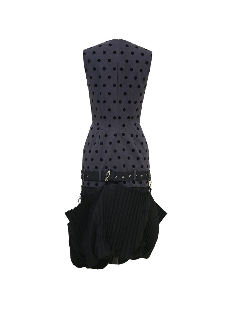 rokh polka dot pleated midi dress outlook