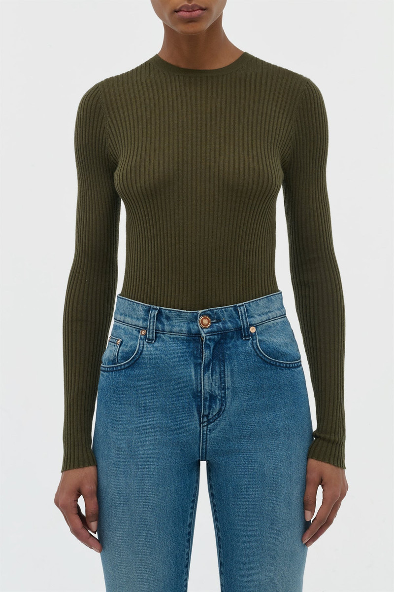 GABRIELA HEARST Browning Knit Sweater in Olive Cashmere Silk outlook