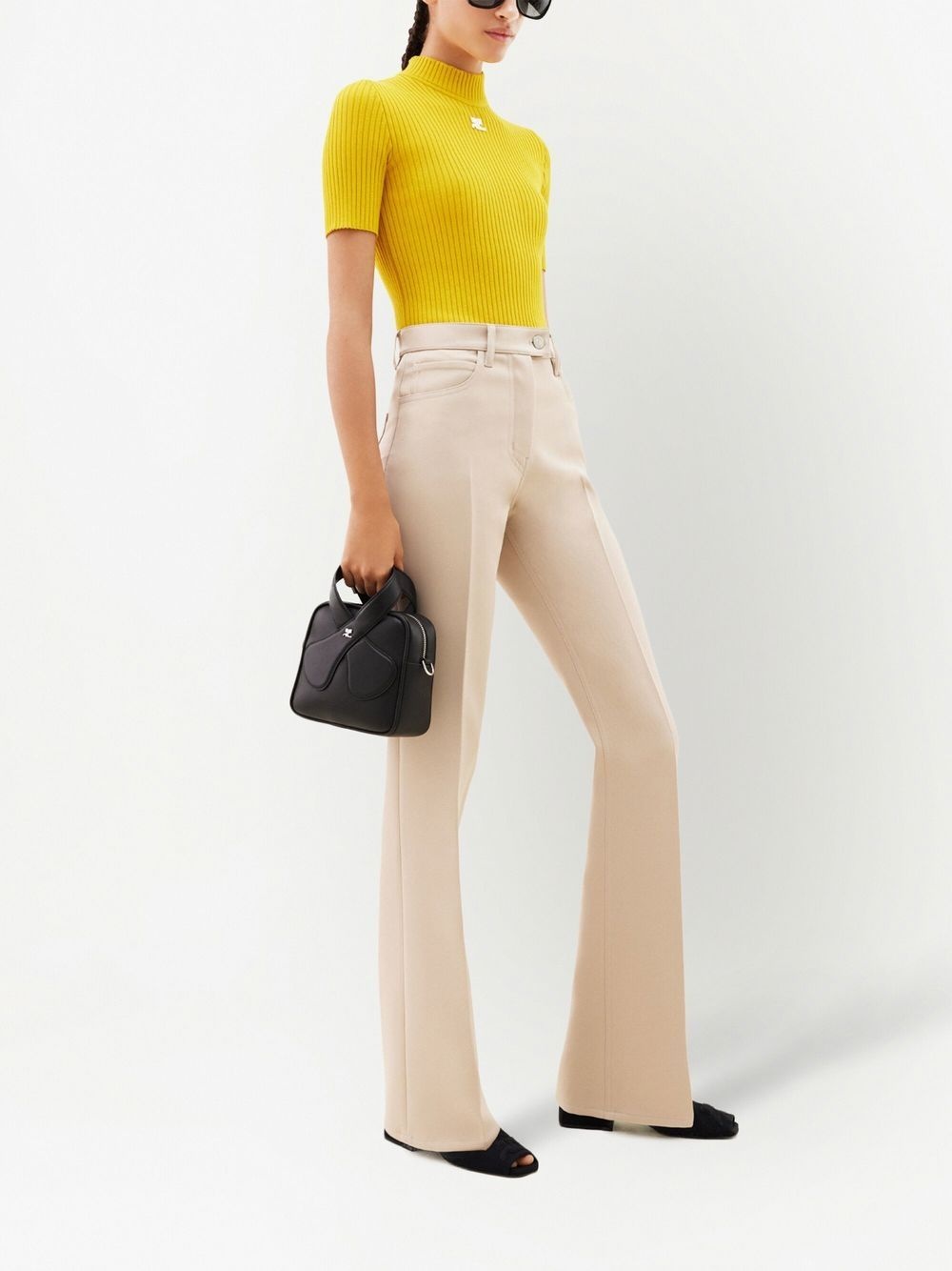 ribbed-knit logo top - 3