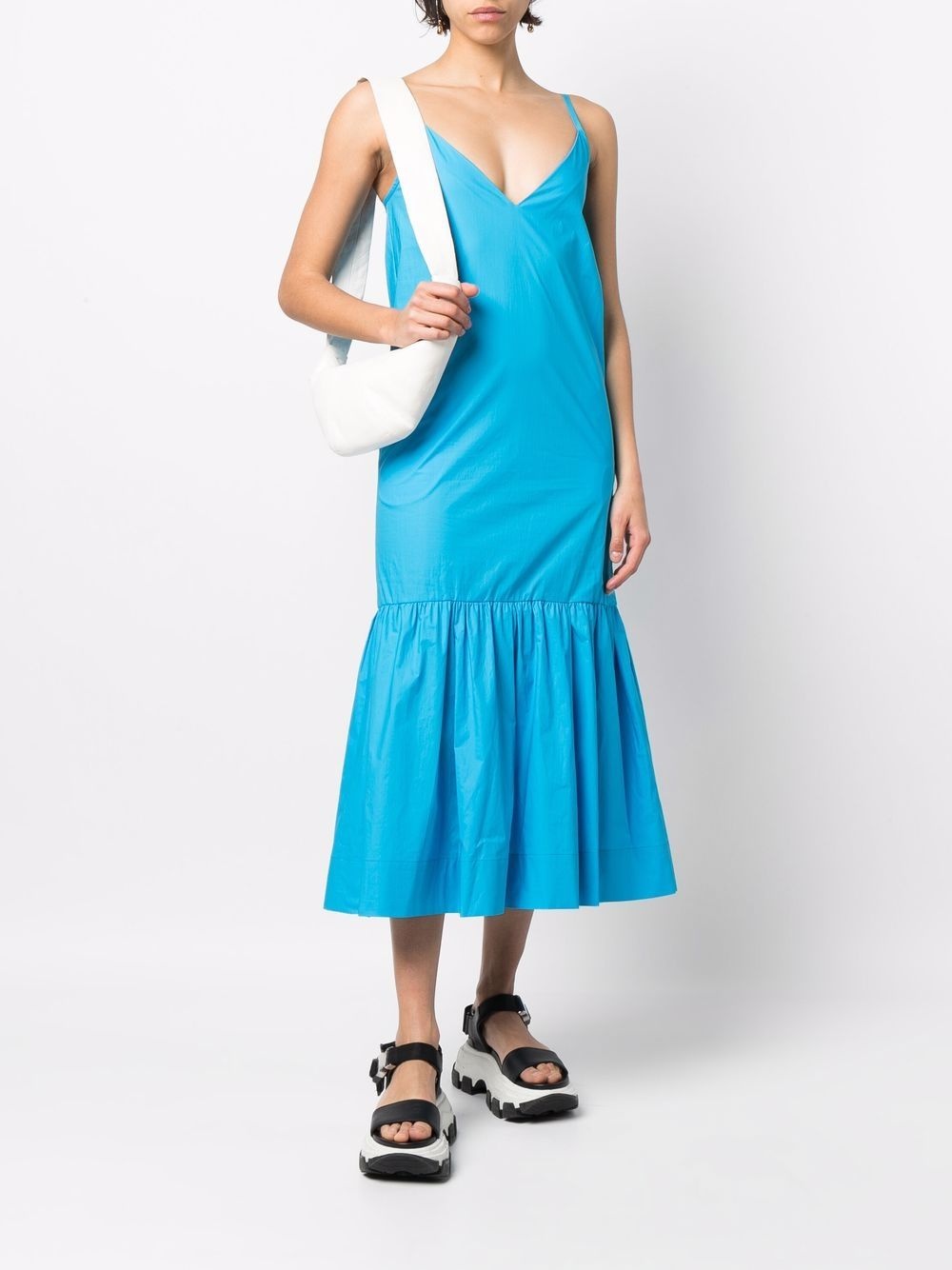 ruffle-hem sleeveless midi dress - 2