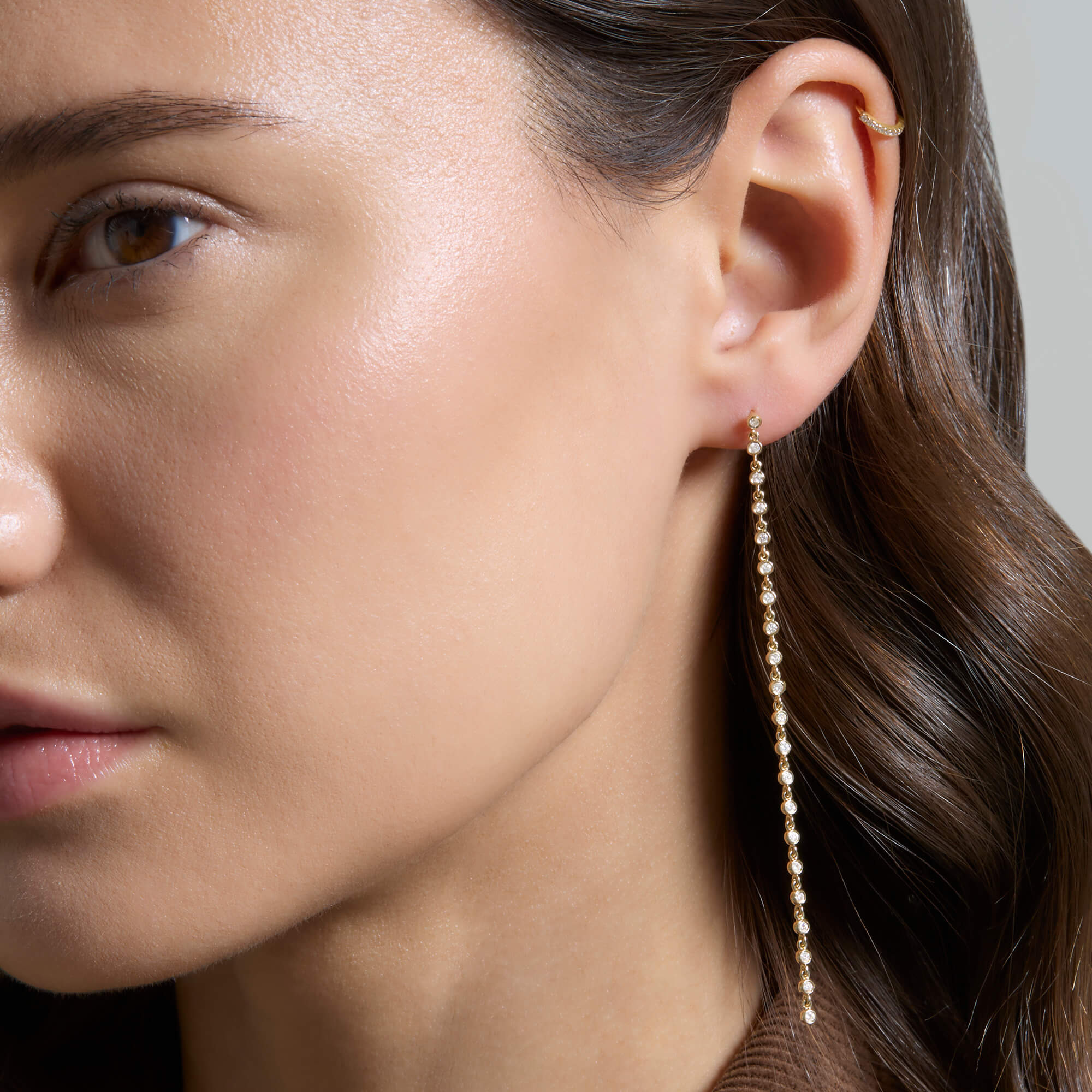 Long Diamond Stream Earring - 5