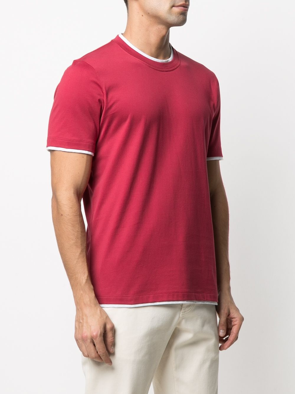 contrast-trim cotton T-shirt - 3