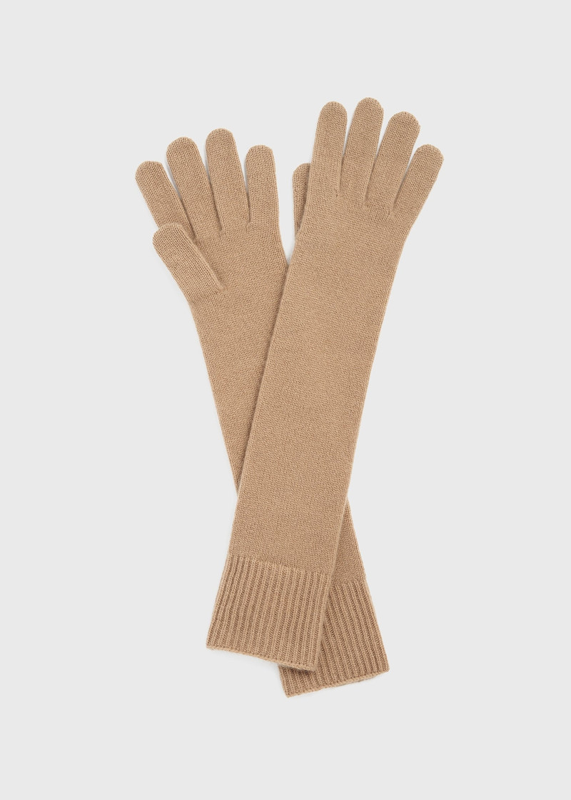 Long knit gloves camel 4