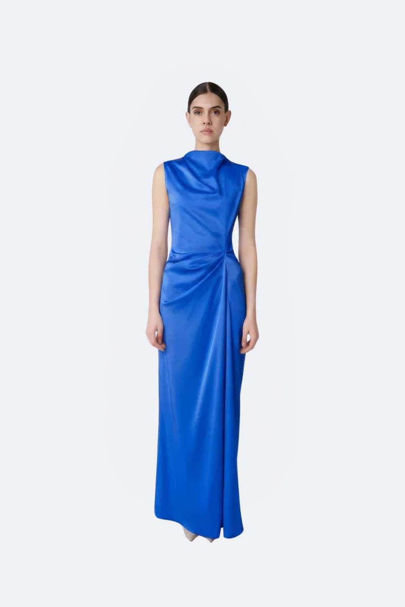 LAPOINTE Lightweight Satin Sleeveless Gown With Tucks outlook