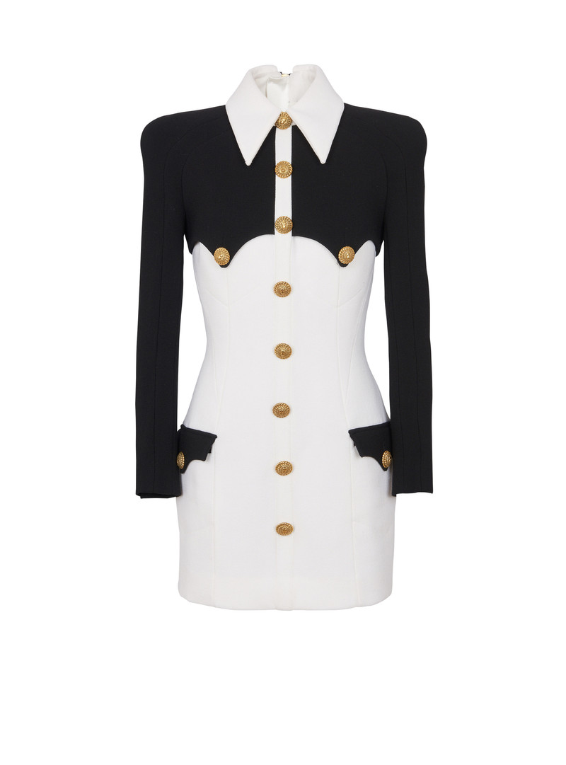 Short buttoned crepe dress 1