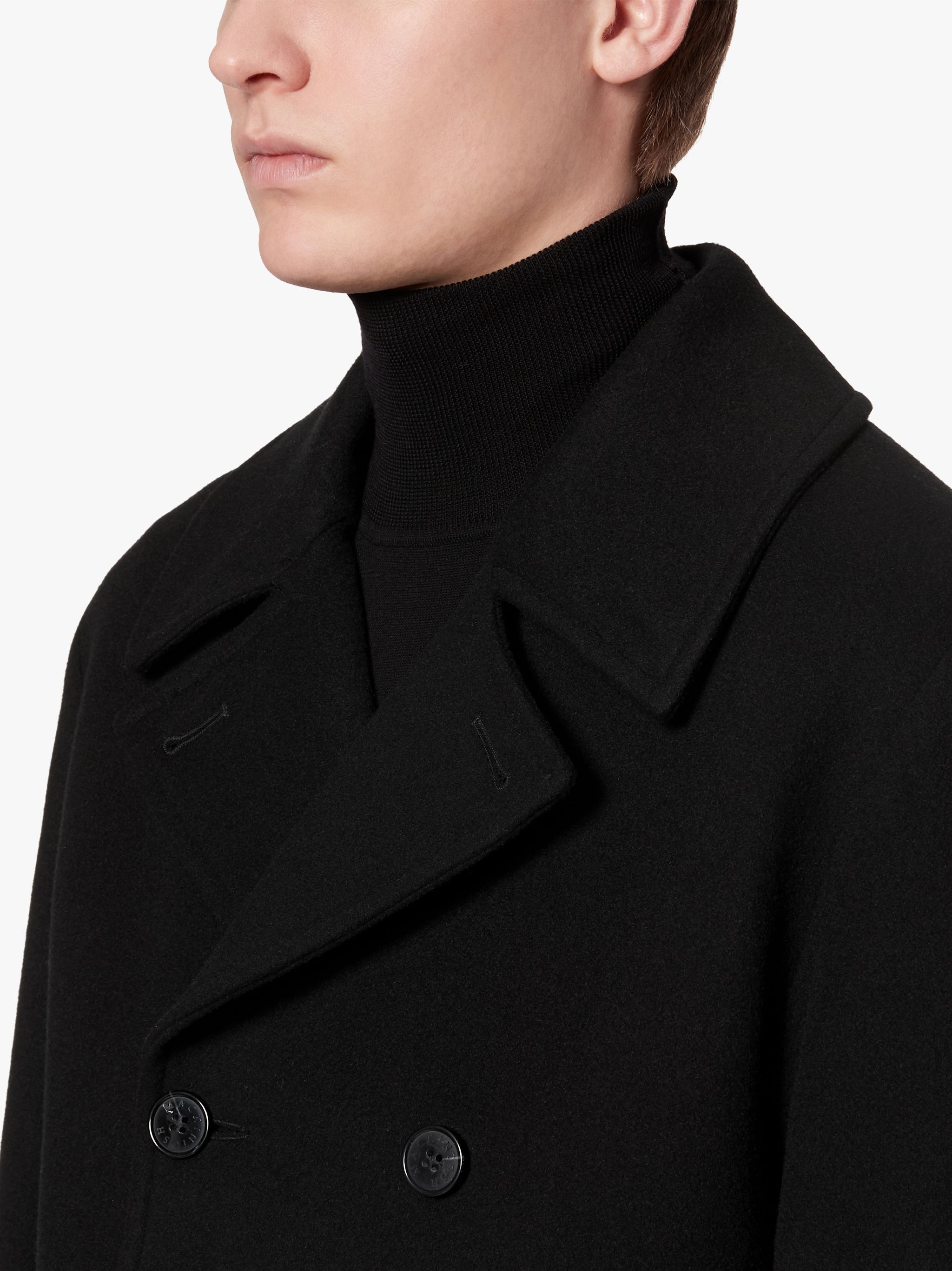 DALTON BLACK WOOL & CASHMERE PEA COAT | GM-1075F - 5