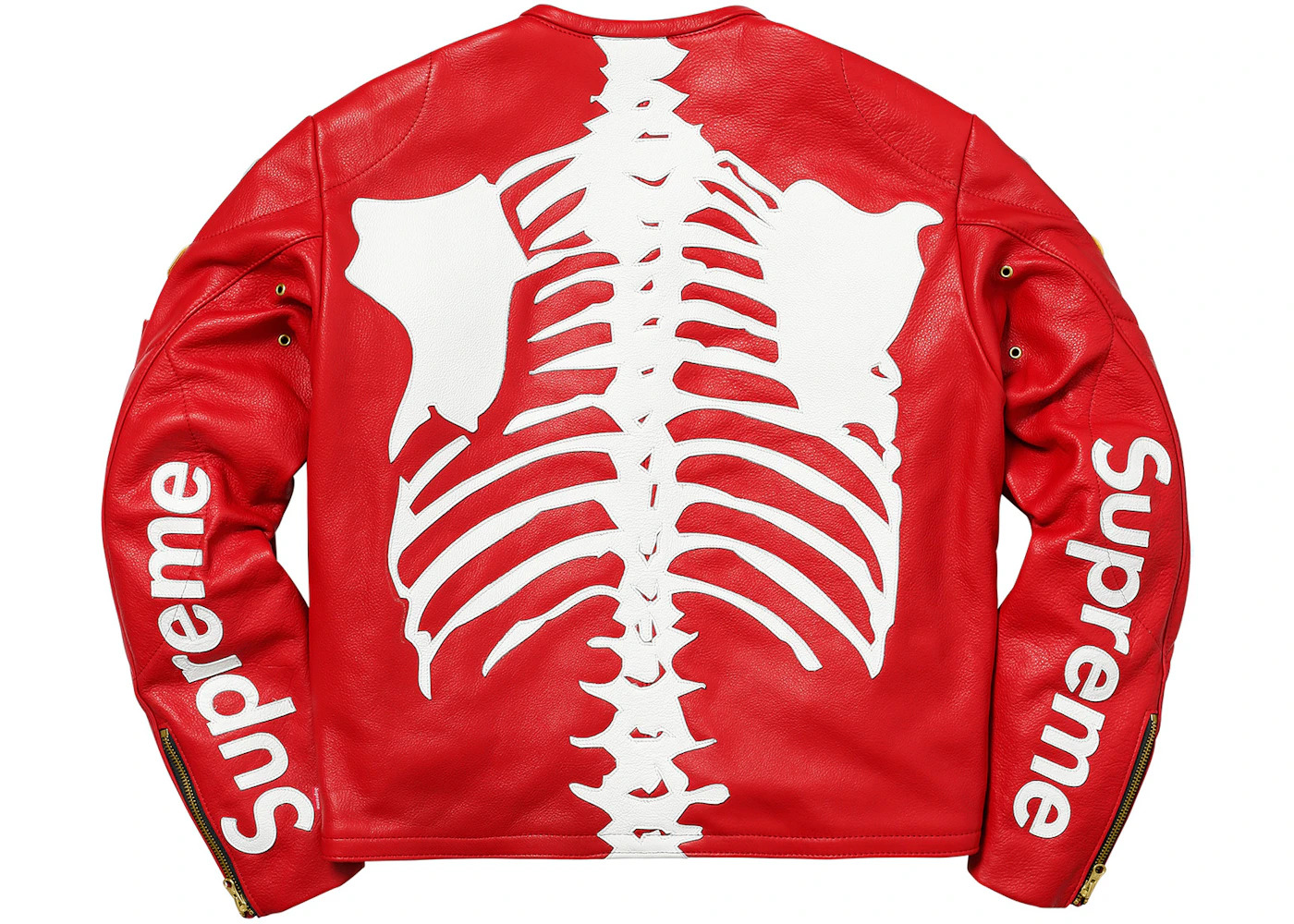Supreme Vanson Leather Bones Jacket Red - 3