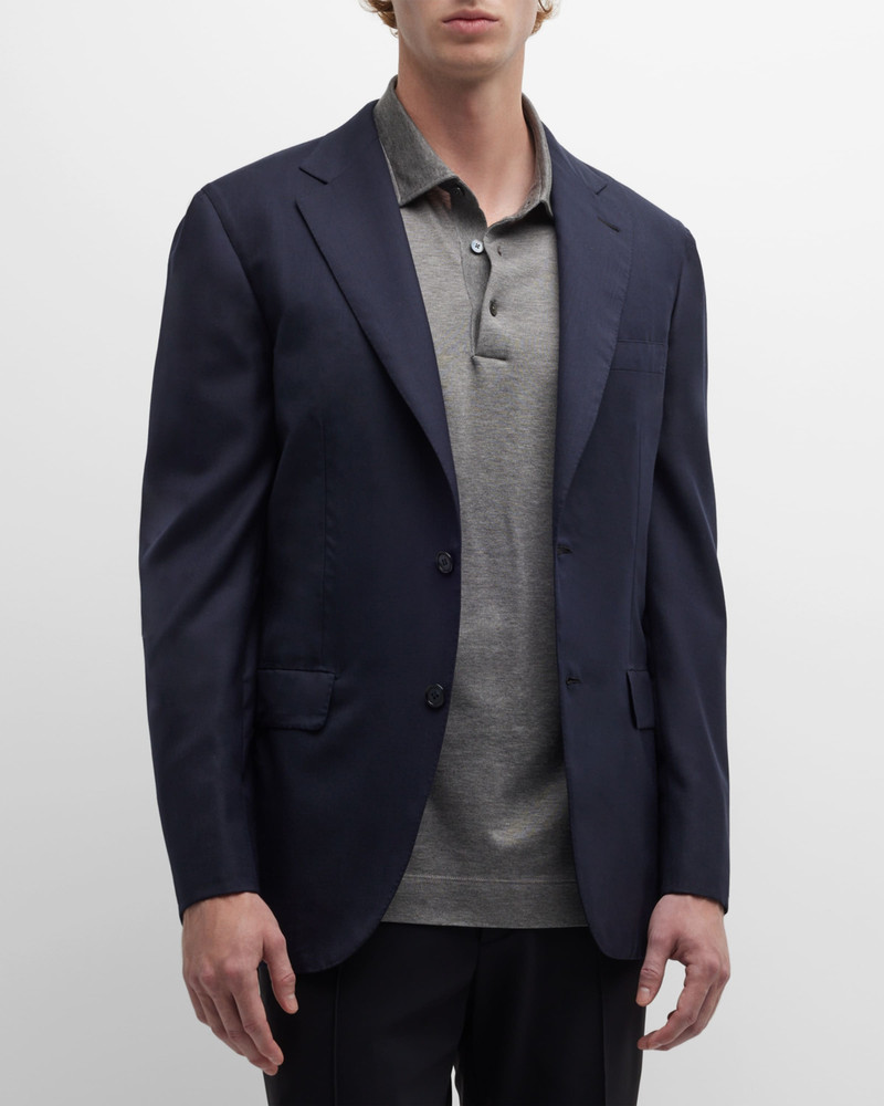 Men's Solid Wool-Silk Blazer - 1