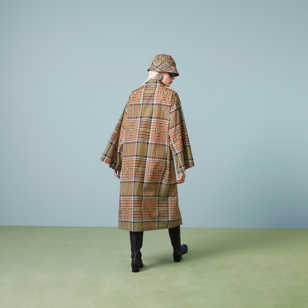 Square G tartan print nylon coat - 6