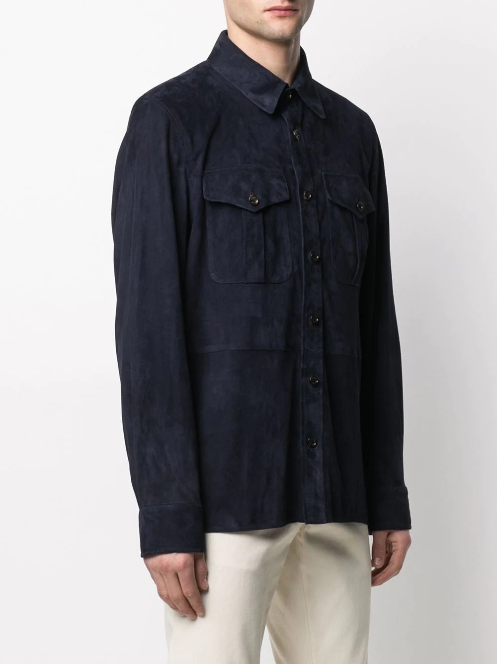 lambskin button-up shirt jacket - 3