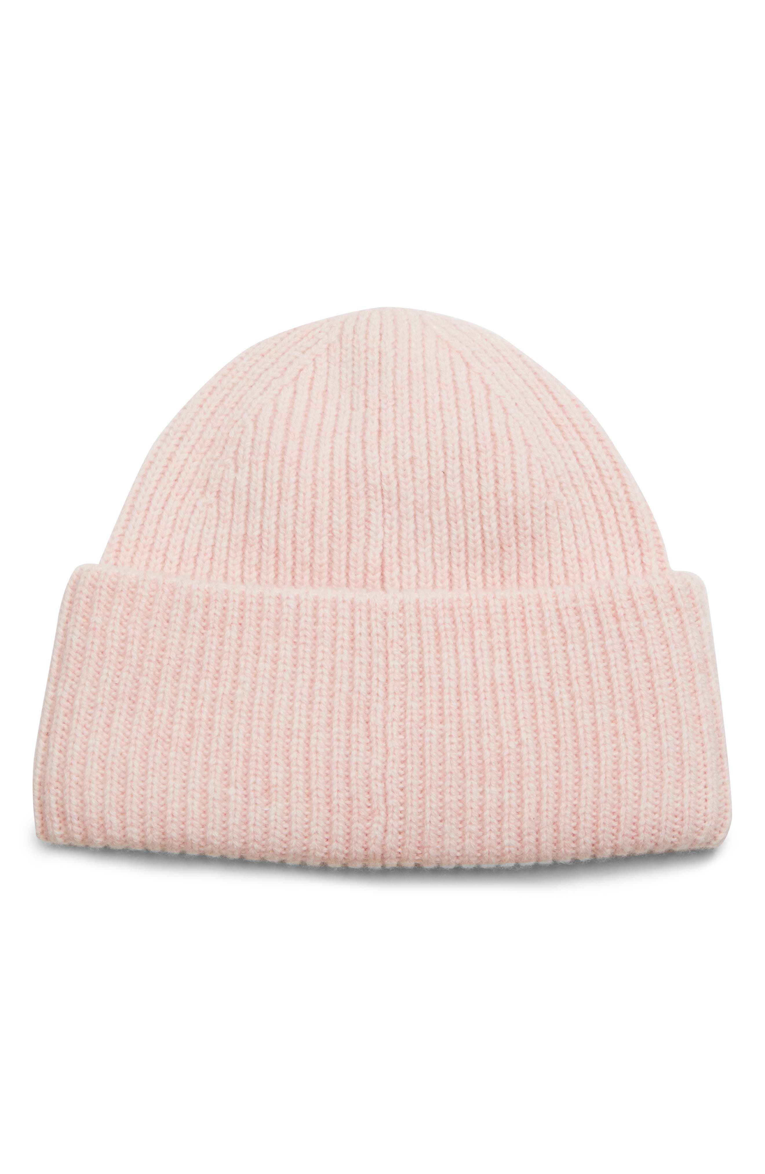 Acne Studios Face Patch Rib Wool Beanie in Faded Pink Melange at Nordstrom - 2