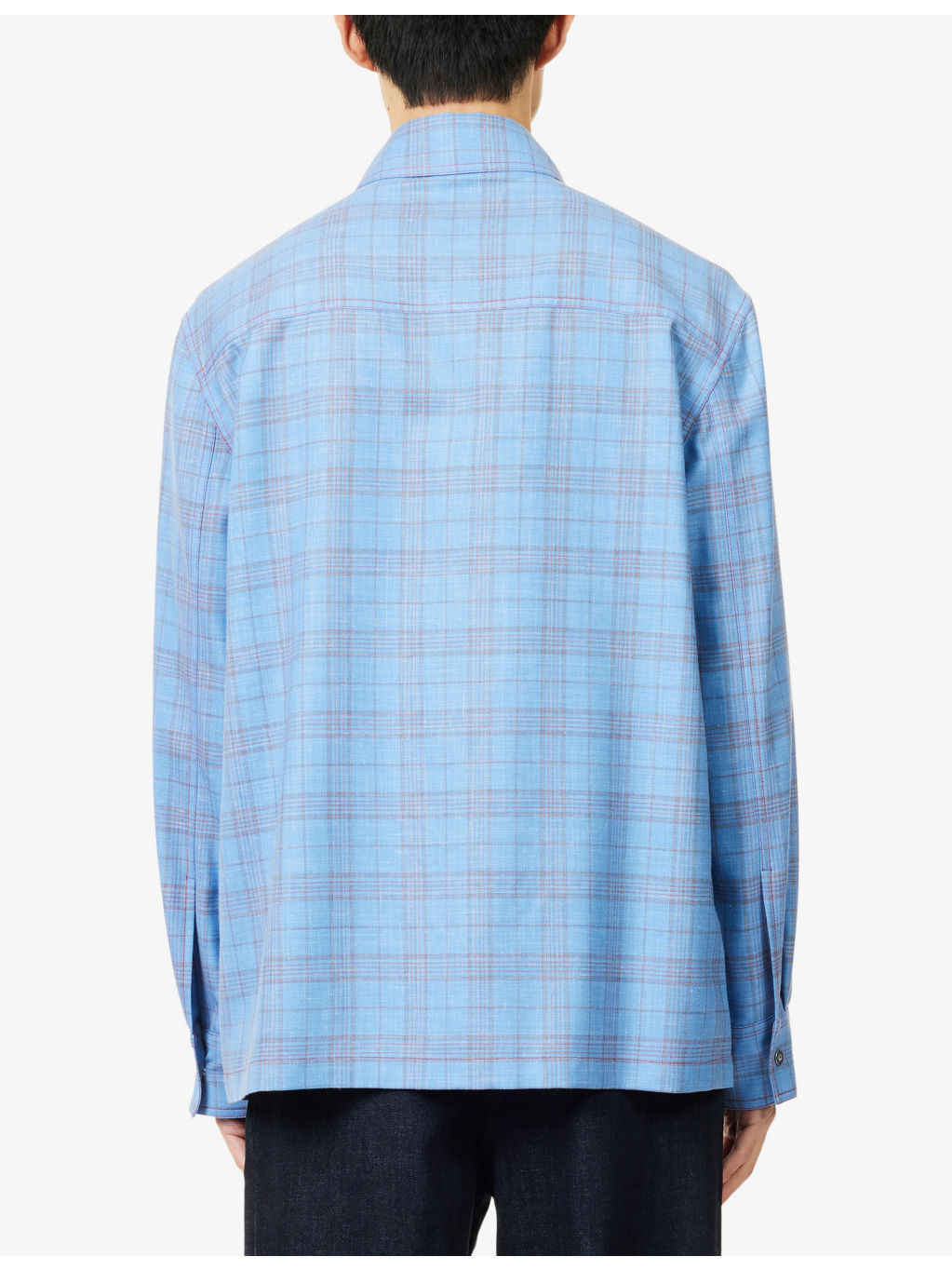 Check-Print Regular-Fit Wool And Linen Shirt - 4