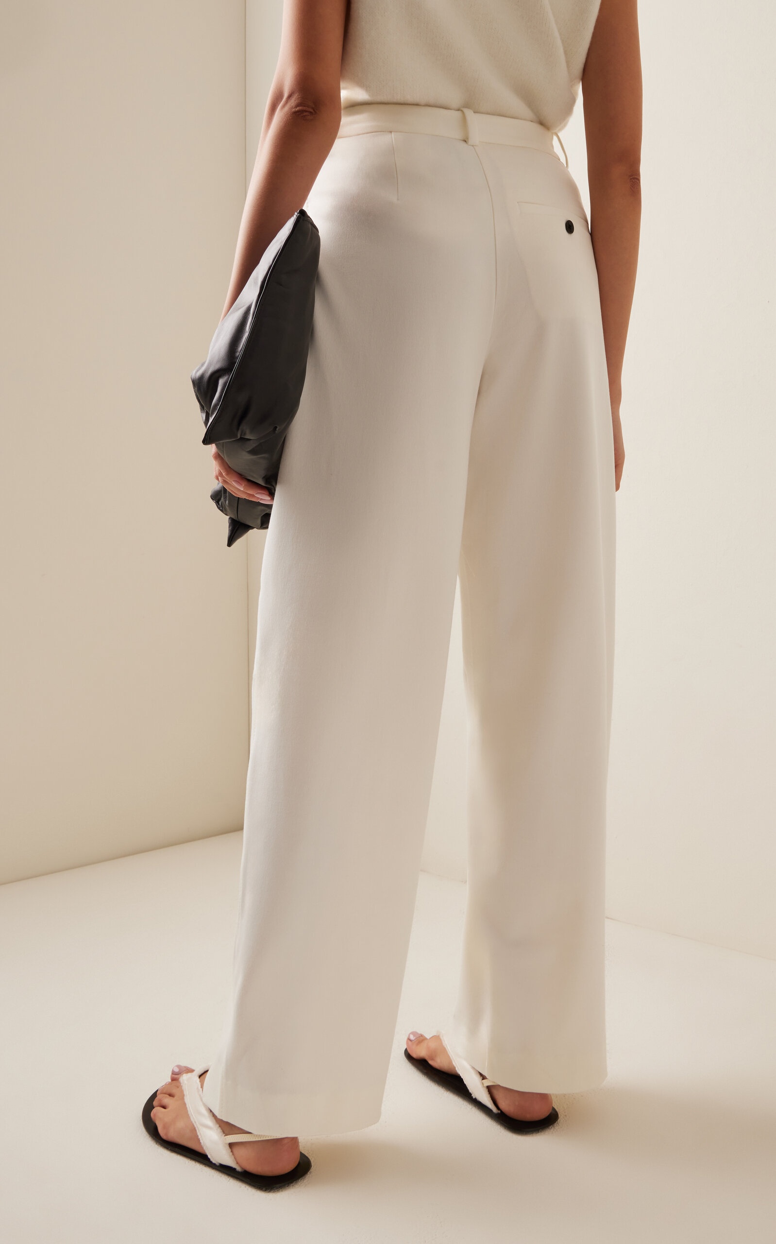 Eleanor Pleated Wide-Leg Pants ivory - 4