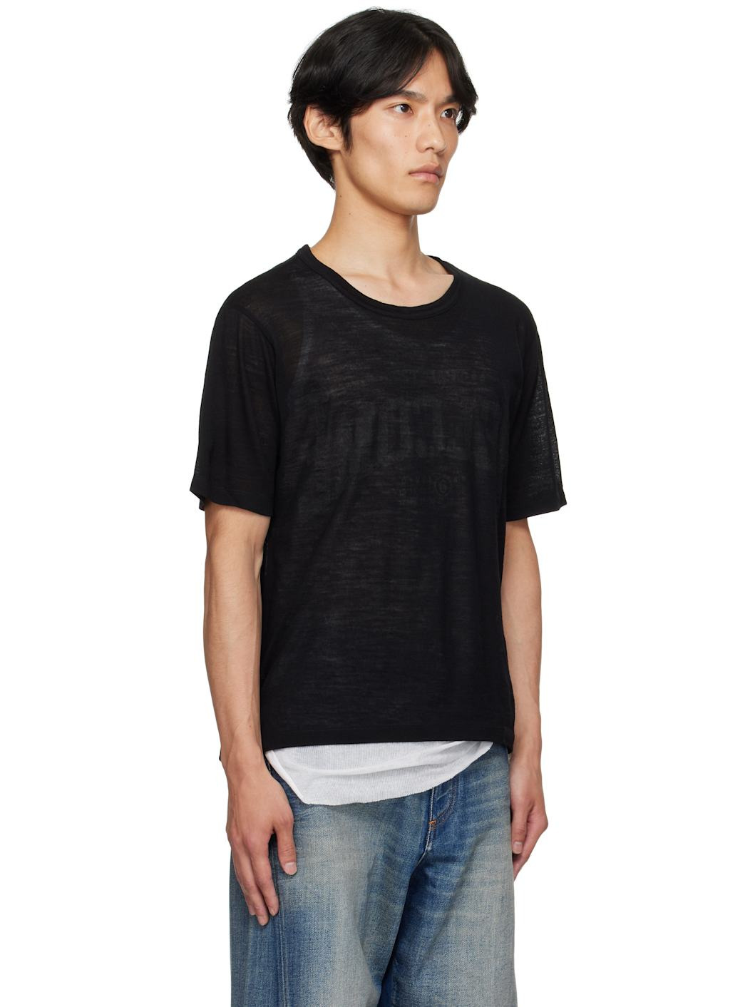 Black Semi-Sheer T-shirt - 2