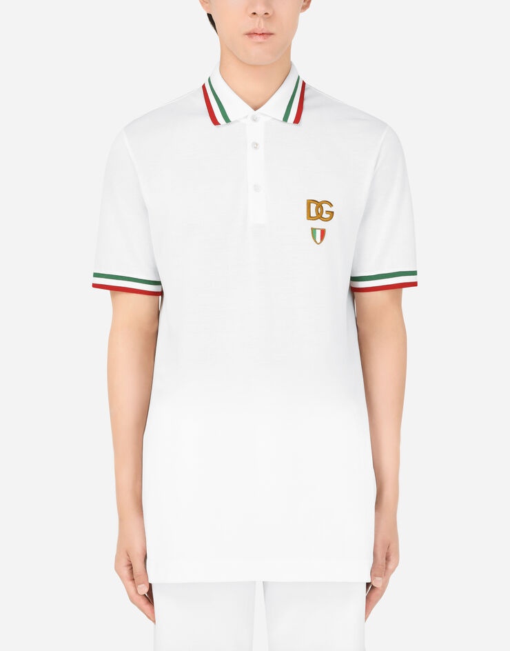 Cotton piqué polo shirt with DG patch - 1