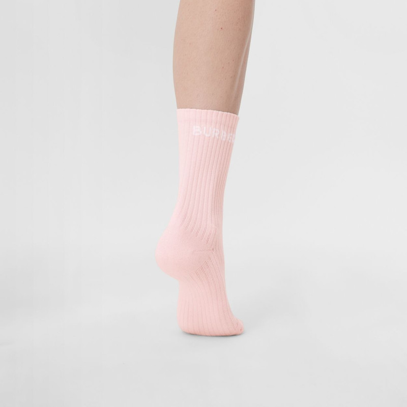 Logo Intarsia Technical Stretch Cotton Socks 3