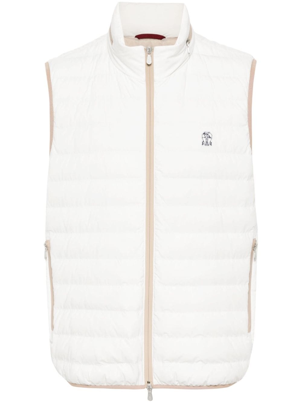 logo-embroidered quilted vest - 1