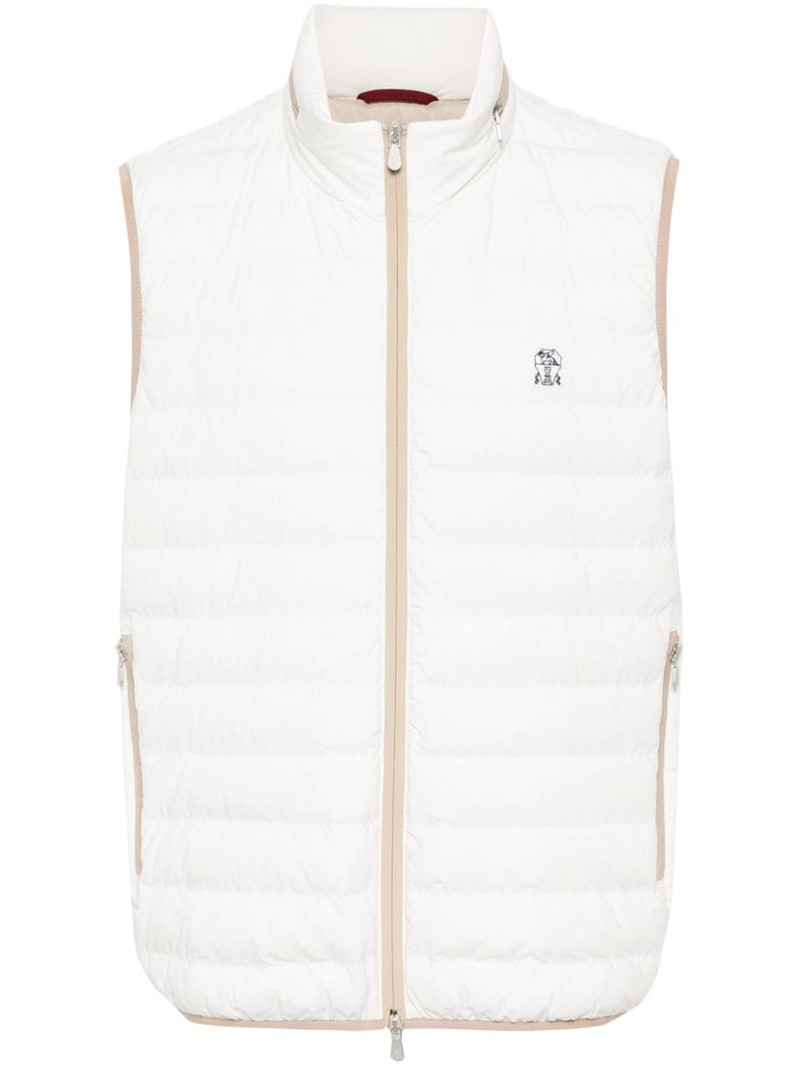 logo-embroidered quilted vest 1